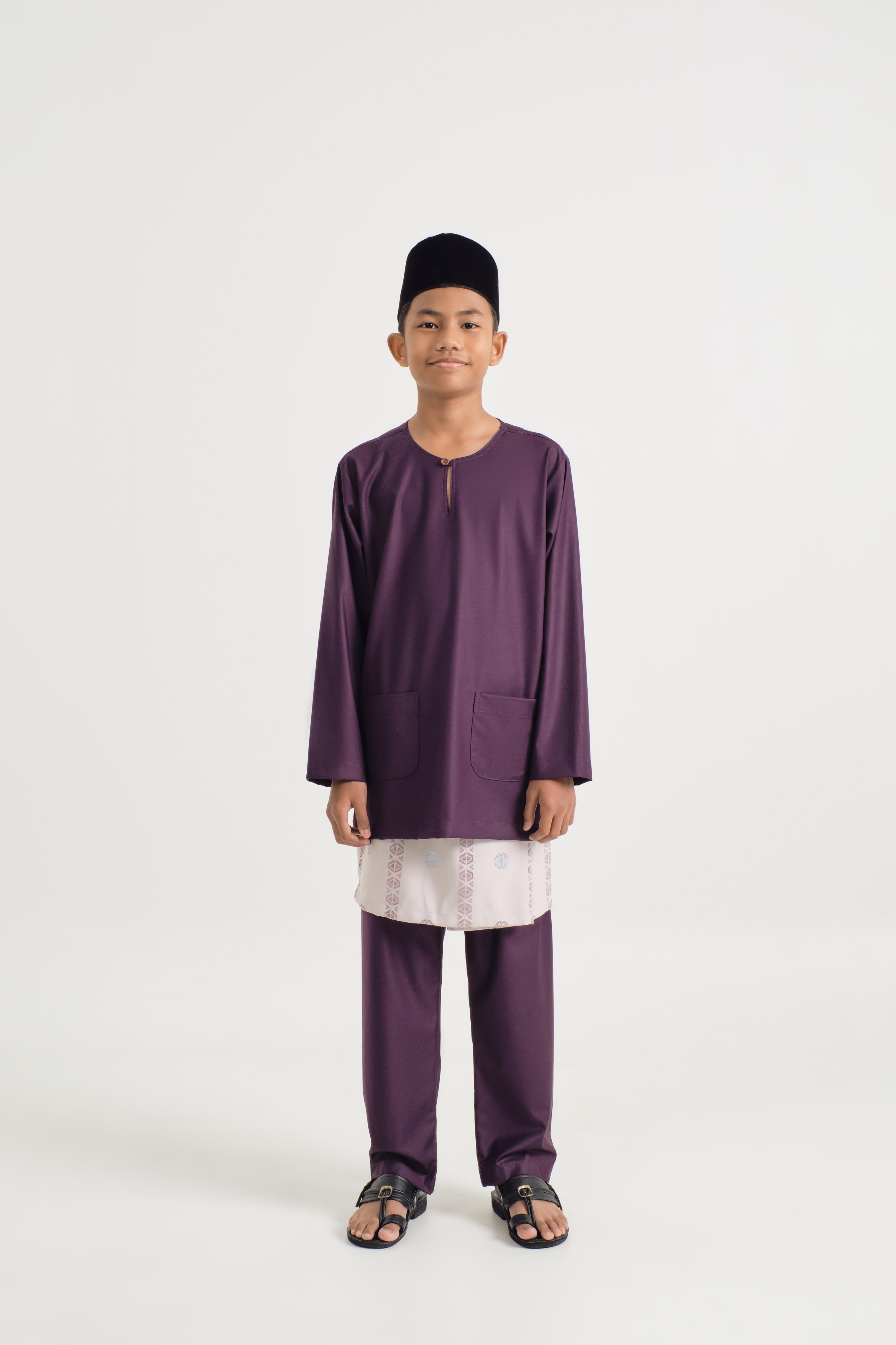 Patawali Boys Baju Melayu Teluk Belanga - Dark Purple