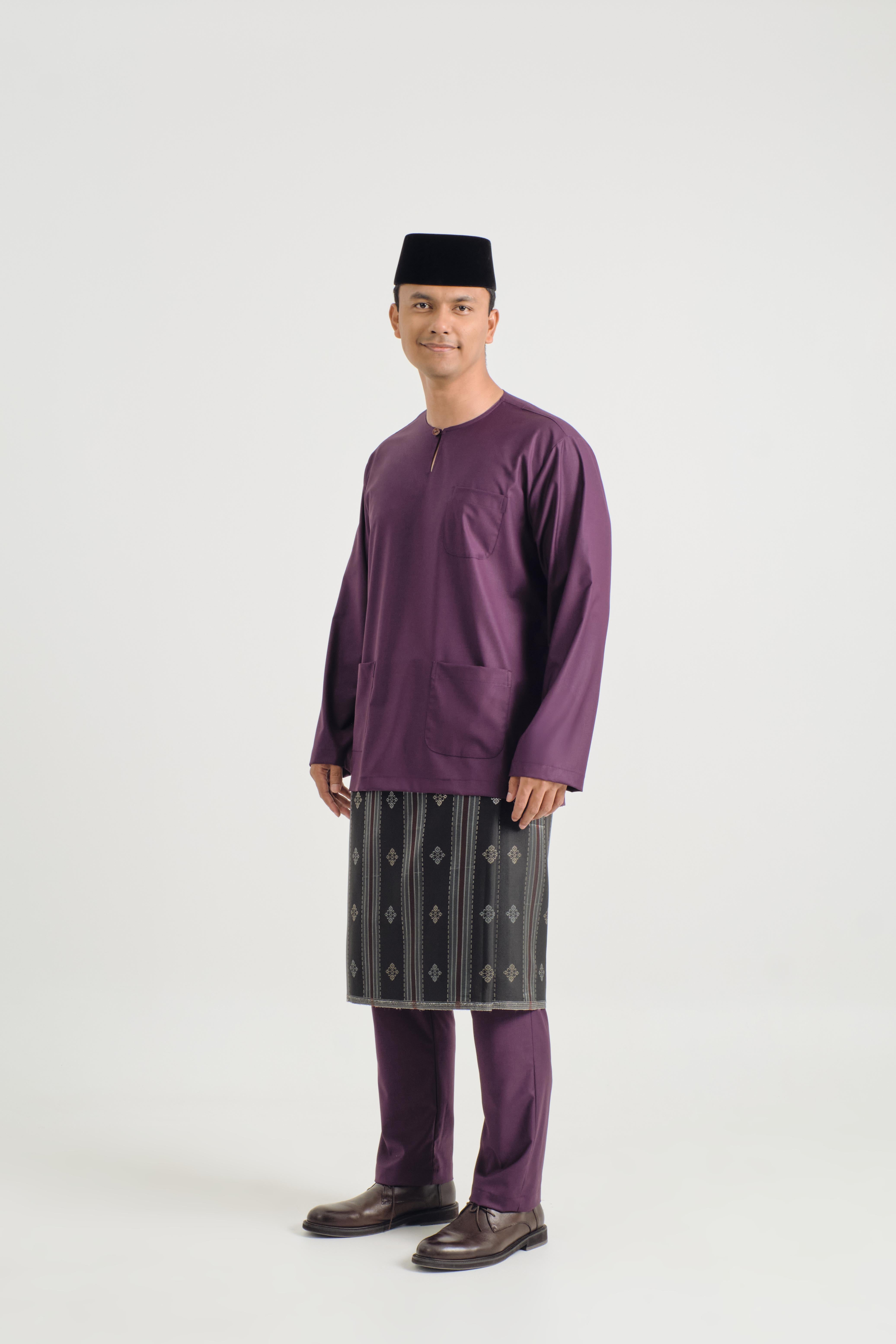 Patawali Classic Fit Baju Melayu Teluk Belanga - Dark Purple