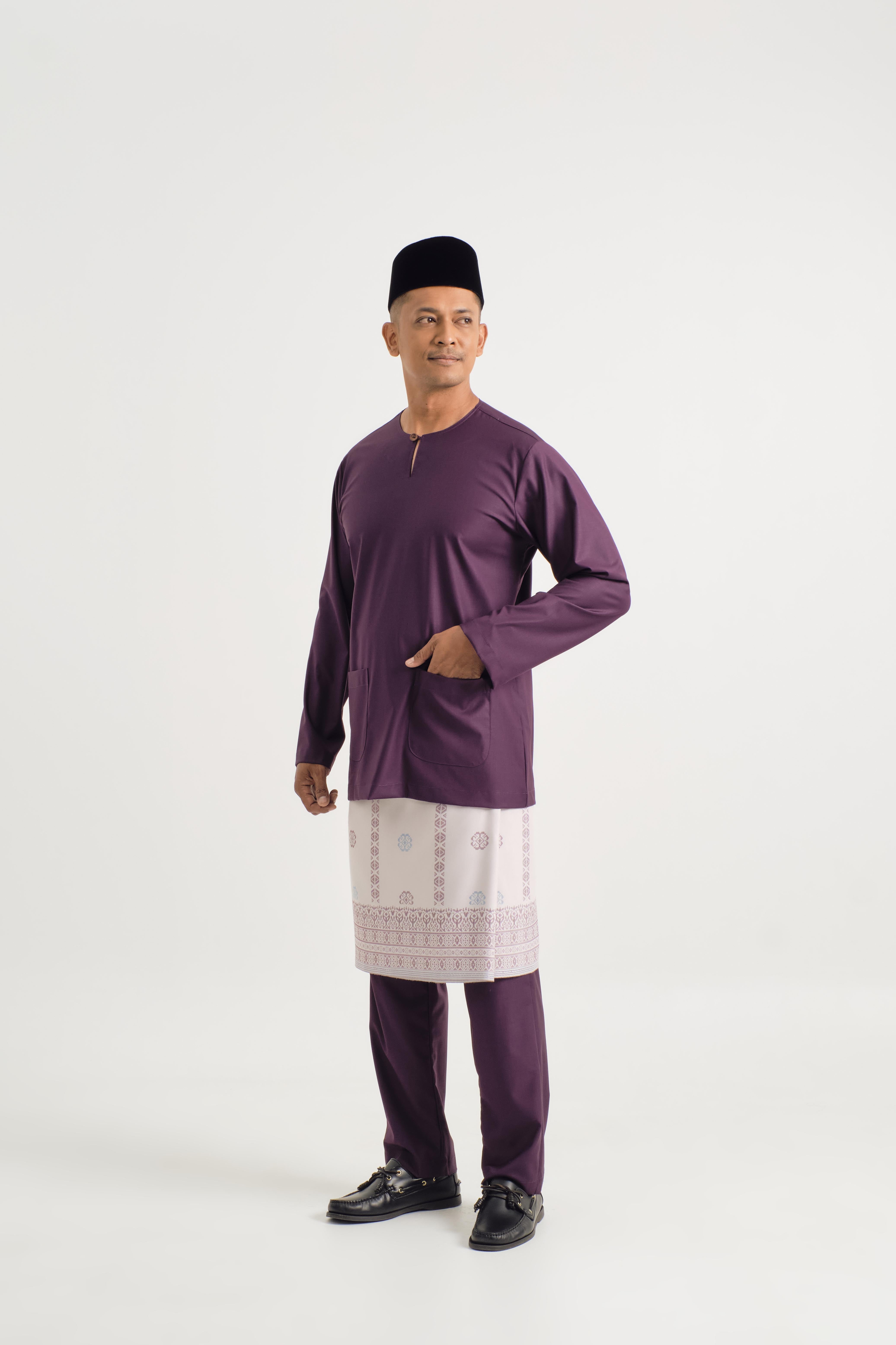 Patawali Modern Fit Baju Melayu Teluk Belanga - Dark Purple