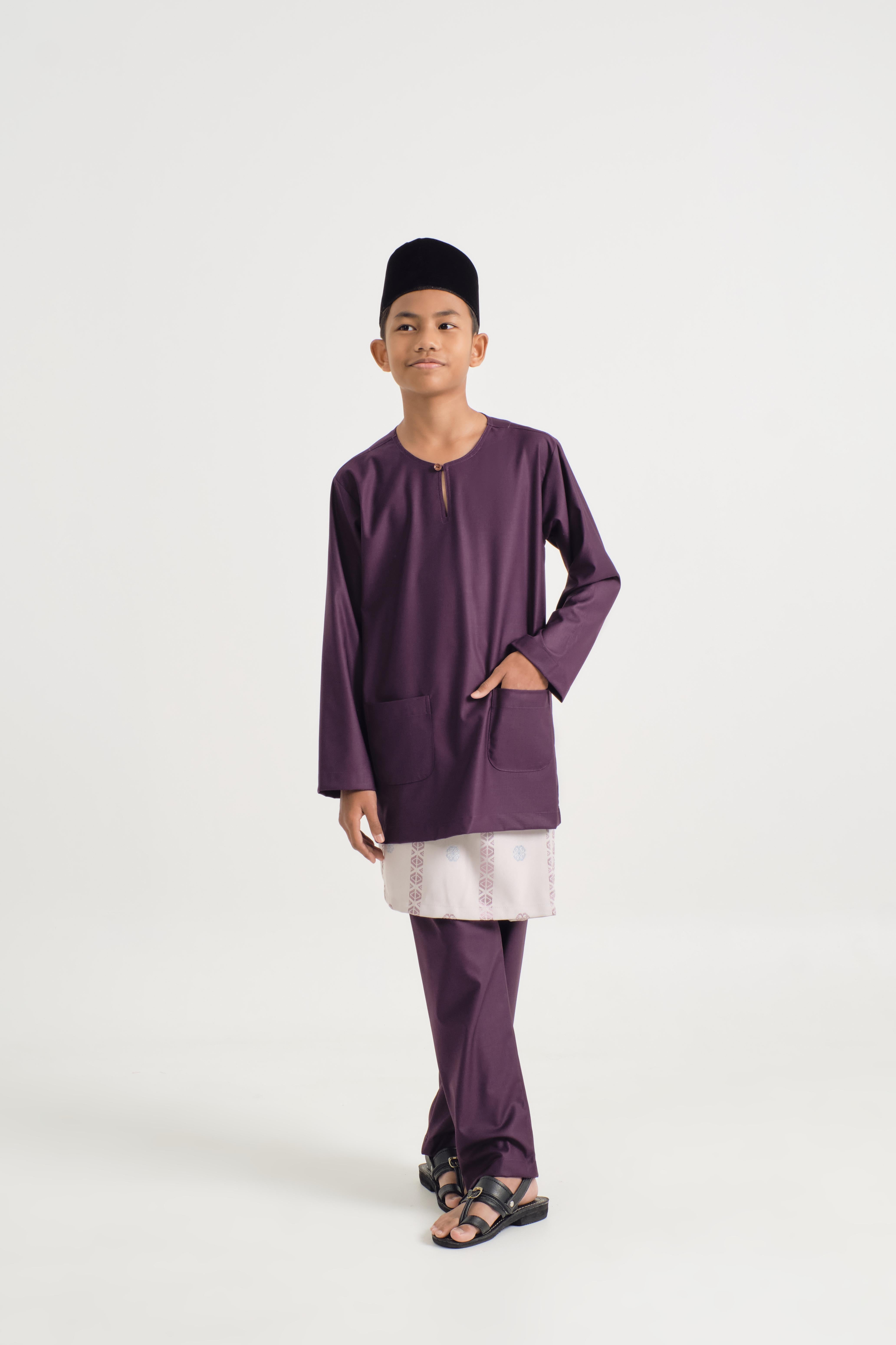 Patawali Boys Baju Melayu Teluk Belanga - Dark Purple