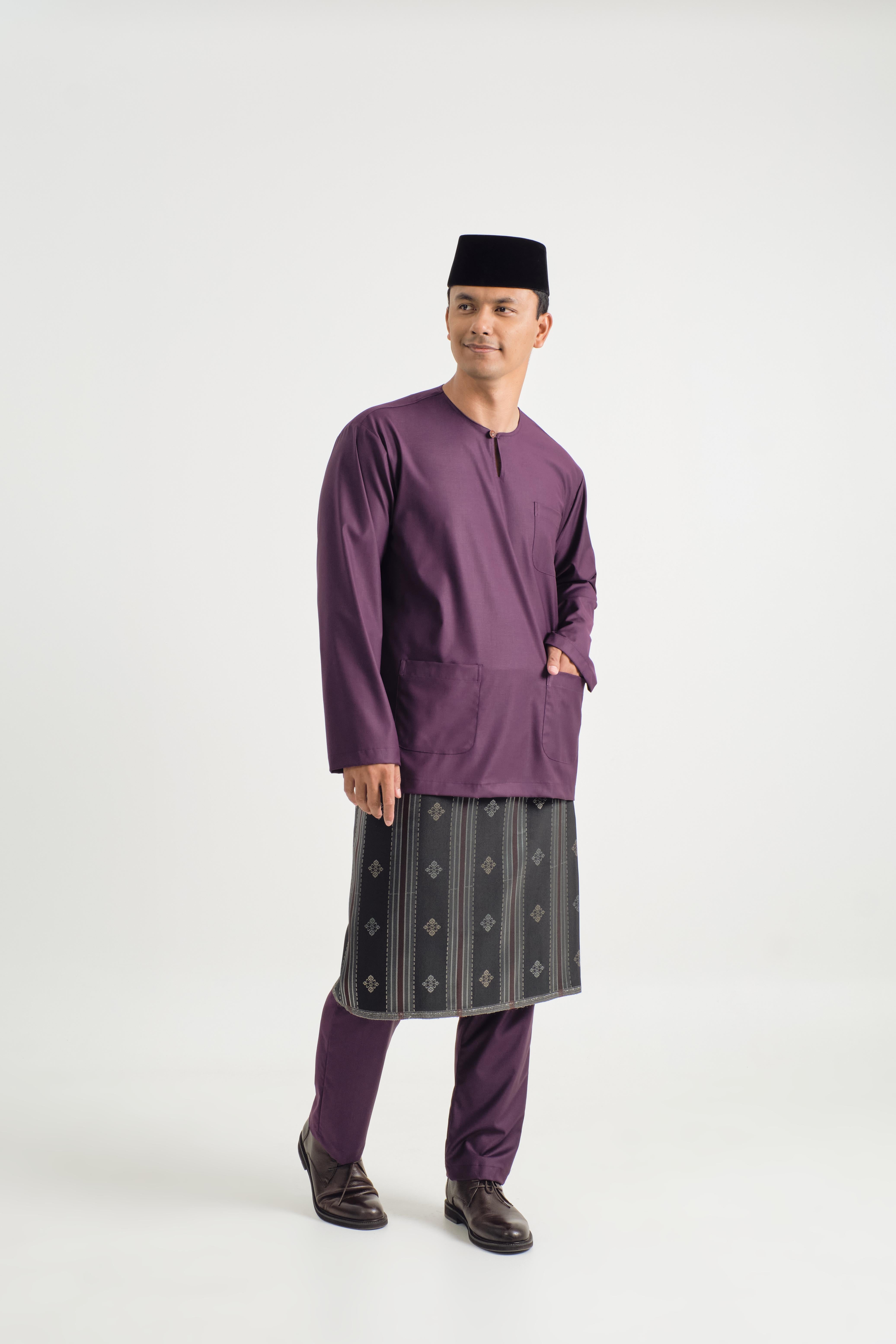 Patawali Classic Fit Baju Melayu Teluk Belanga - Dark Purple