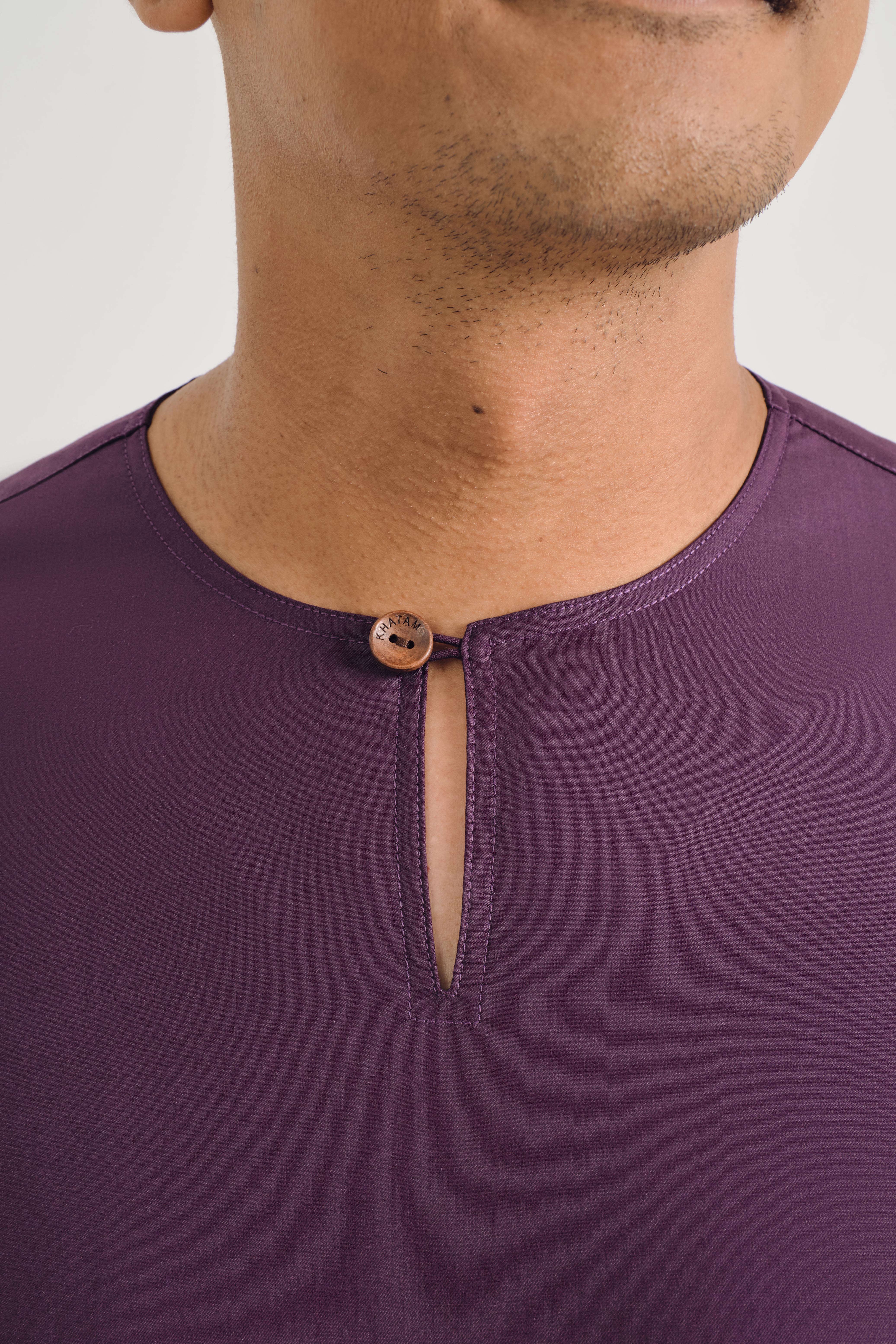 Patawali Modern Fit Baju Melayu Teluk Belanga - Dark Purple