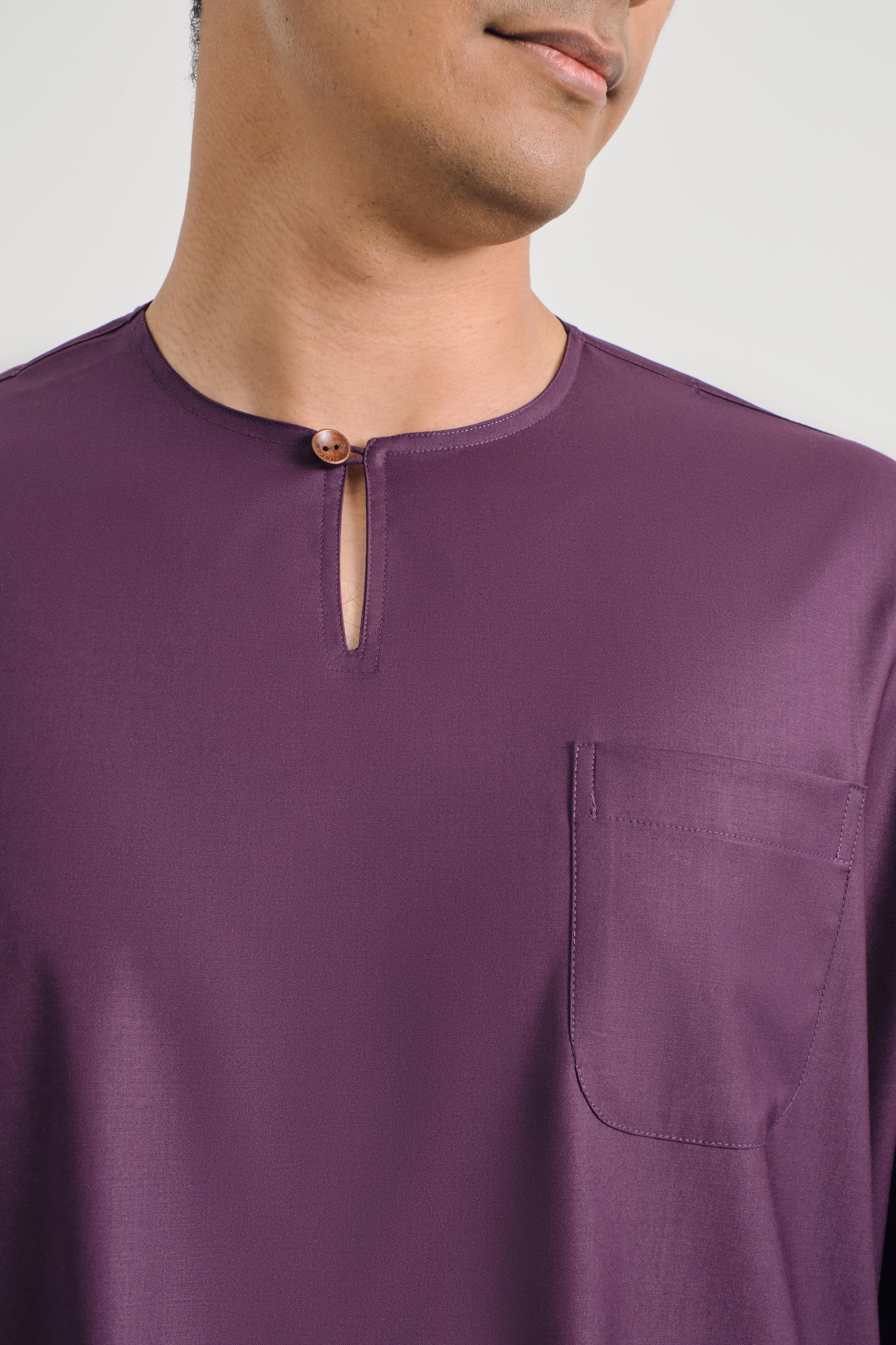 Patawali Classic Fit Baju Melayu Teluk Belanga - Dark Purple