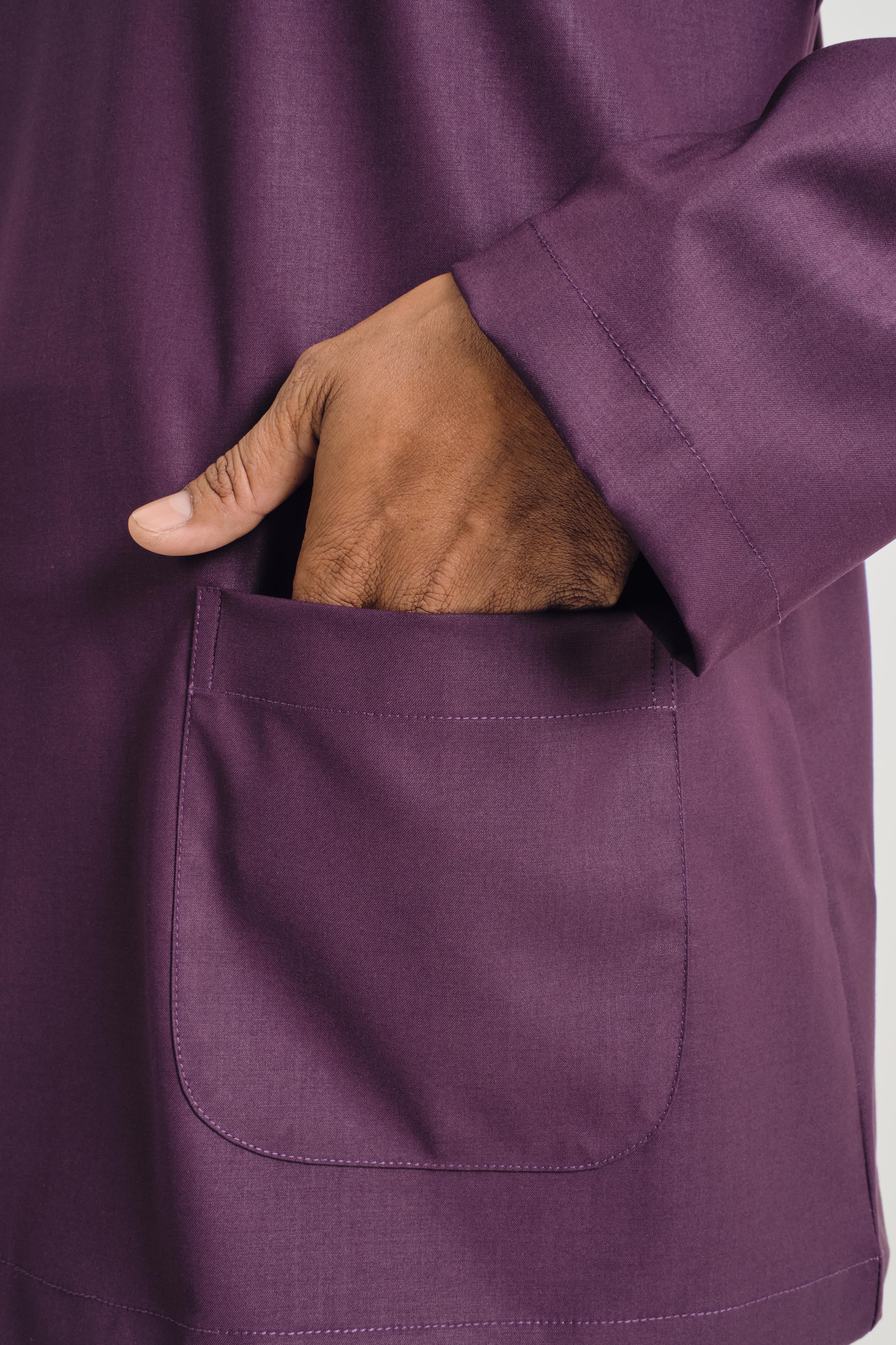 Patawali Modern Fit Baju Melayu Teluk Belanga - Dark Purple