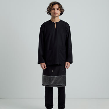 Patawali Modern Fit Baju Melayu Teluk Belanga - Deep Black