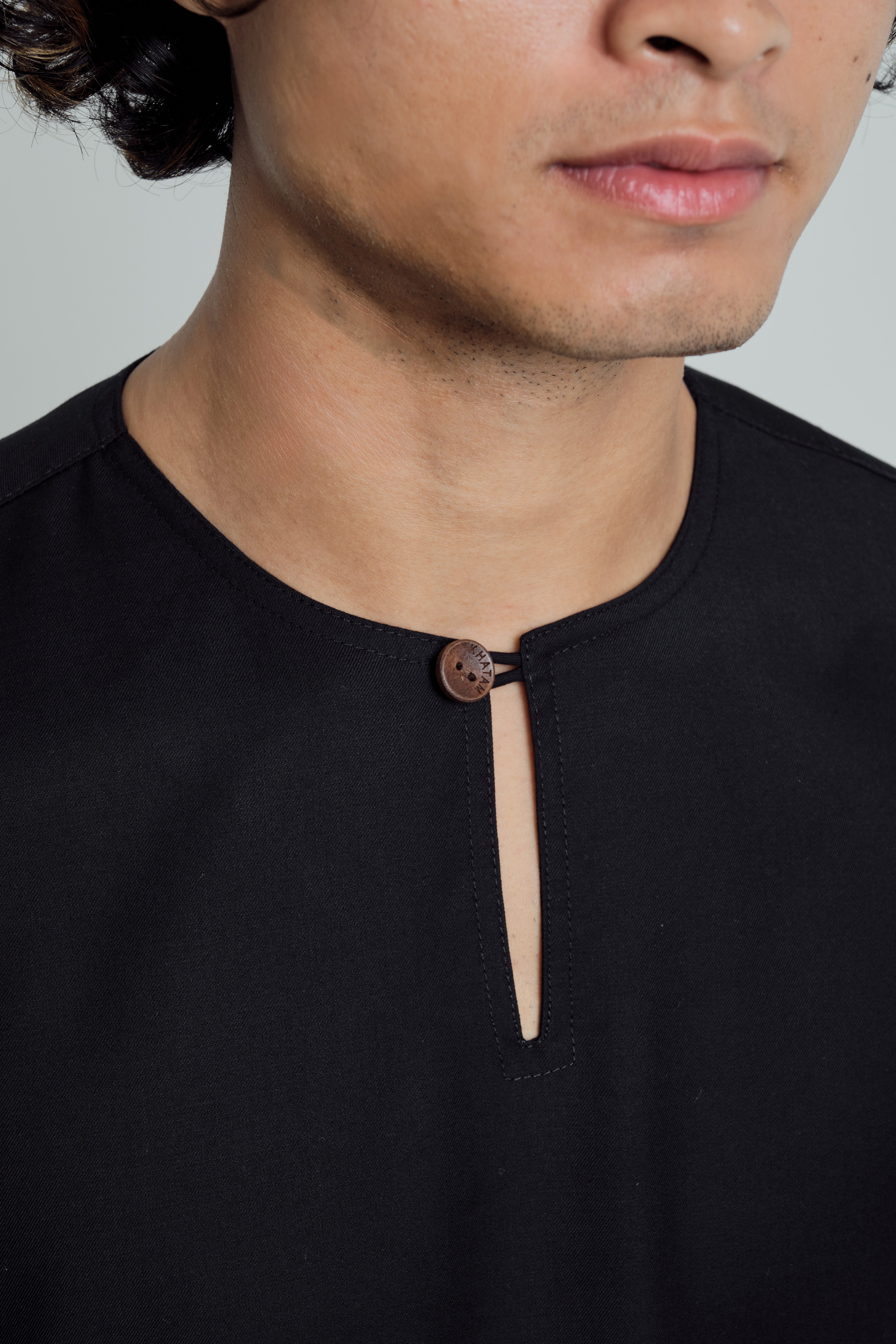 Patawali Modern Fit Baju Melayu Teluk Belanga - Deep Black