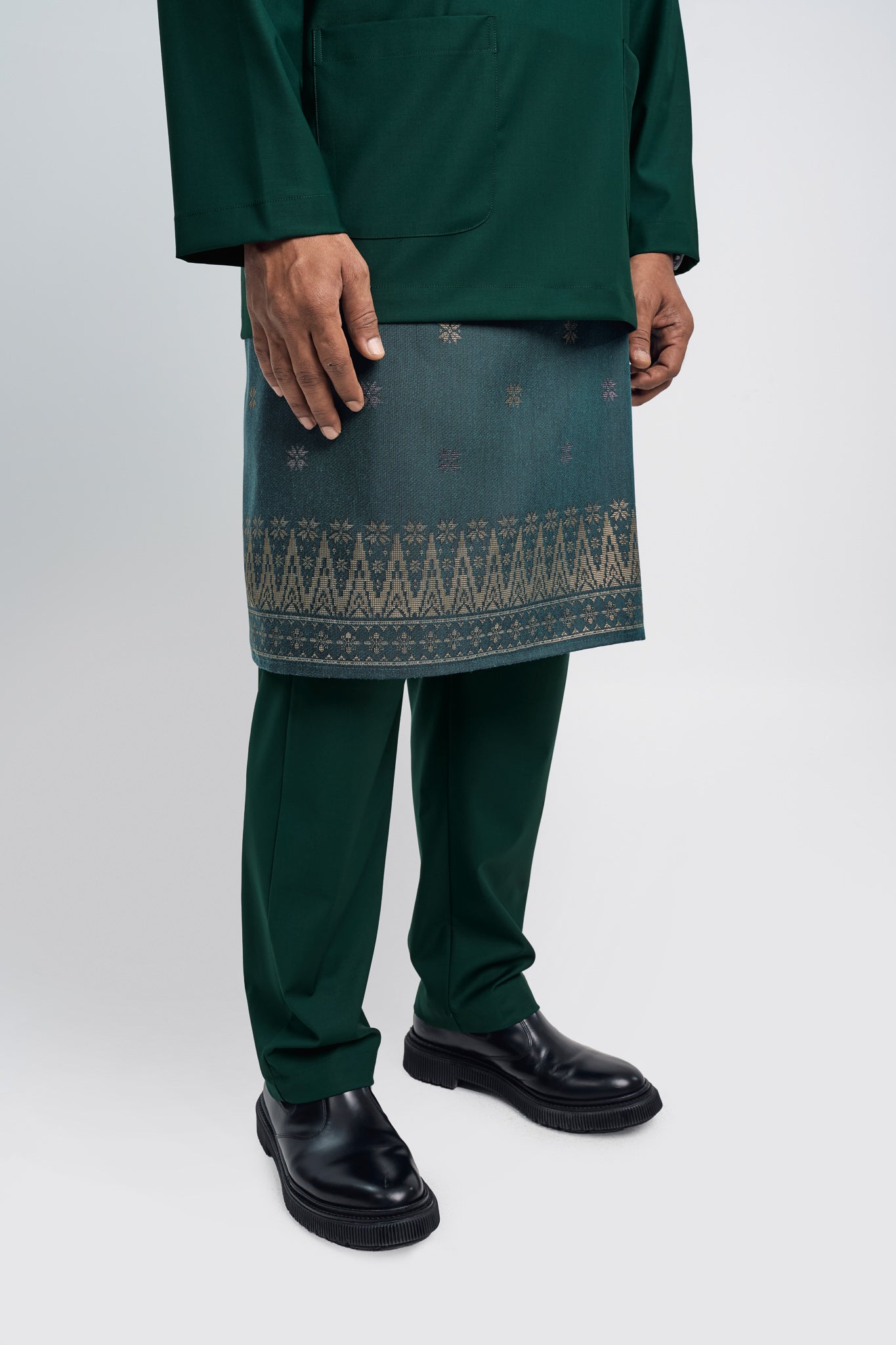 Patawali Modern Fit Baju Melayu Teluk Belanga - Deep Green