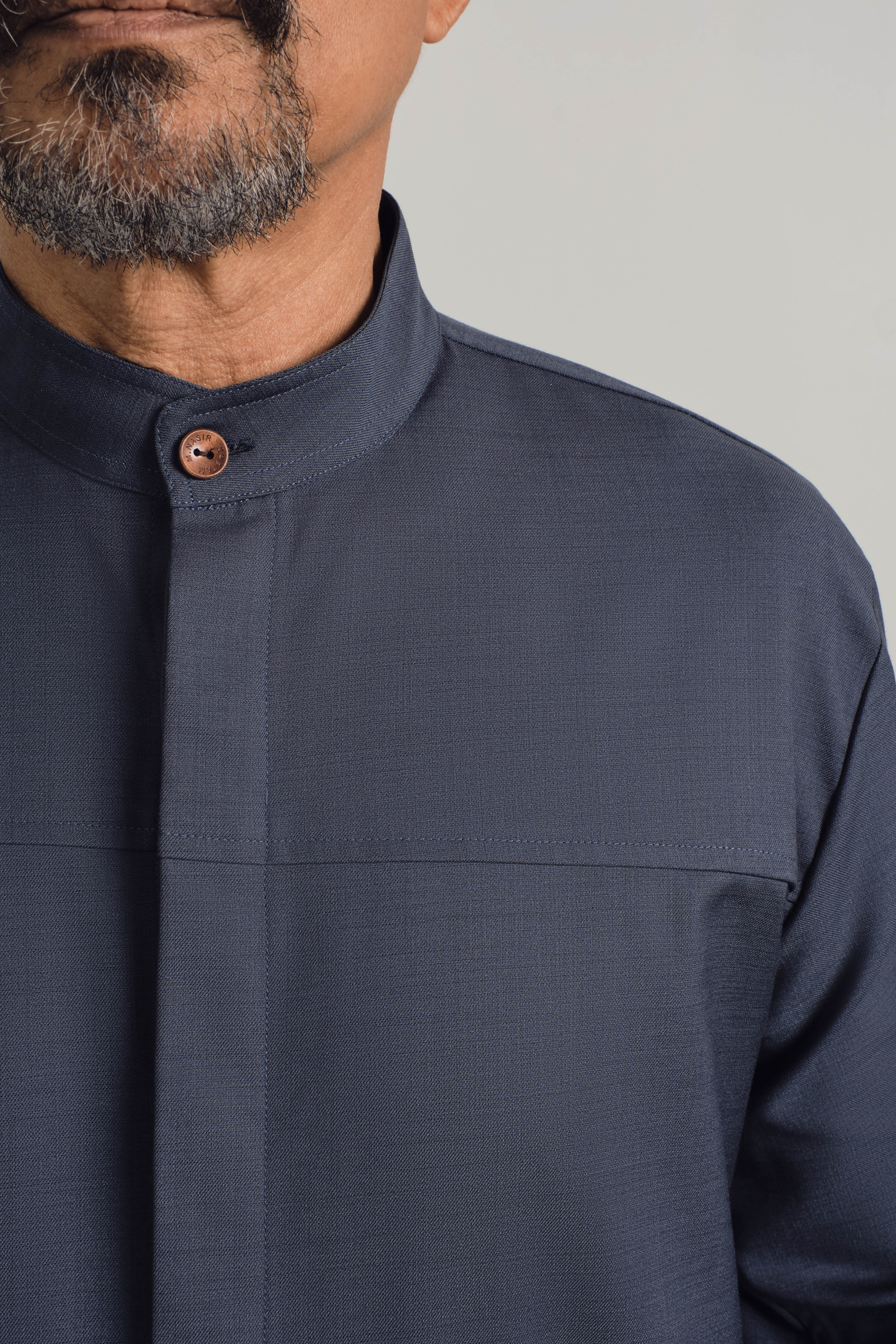 KHATAM x M.NASIR : Layang Collared Top - Denim Blue