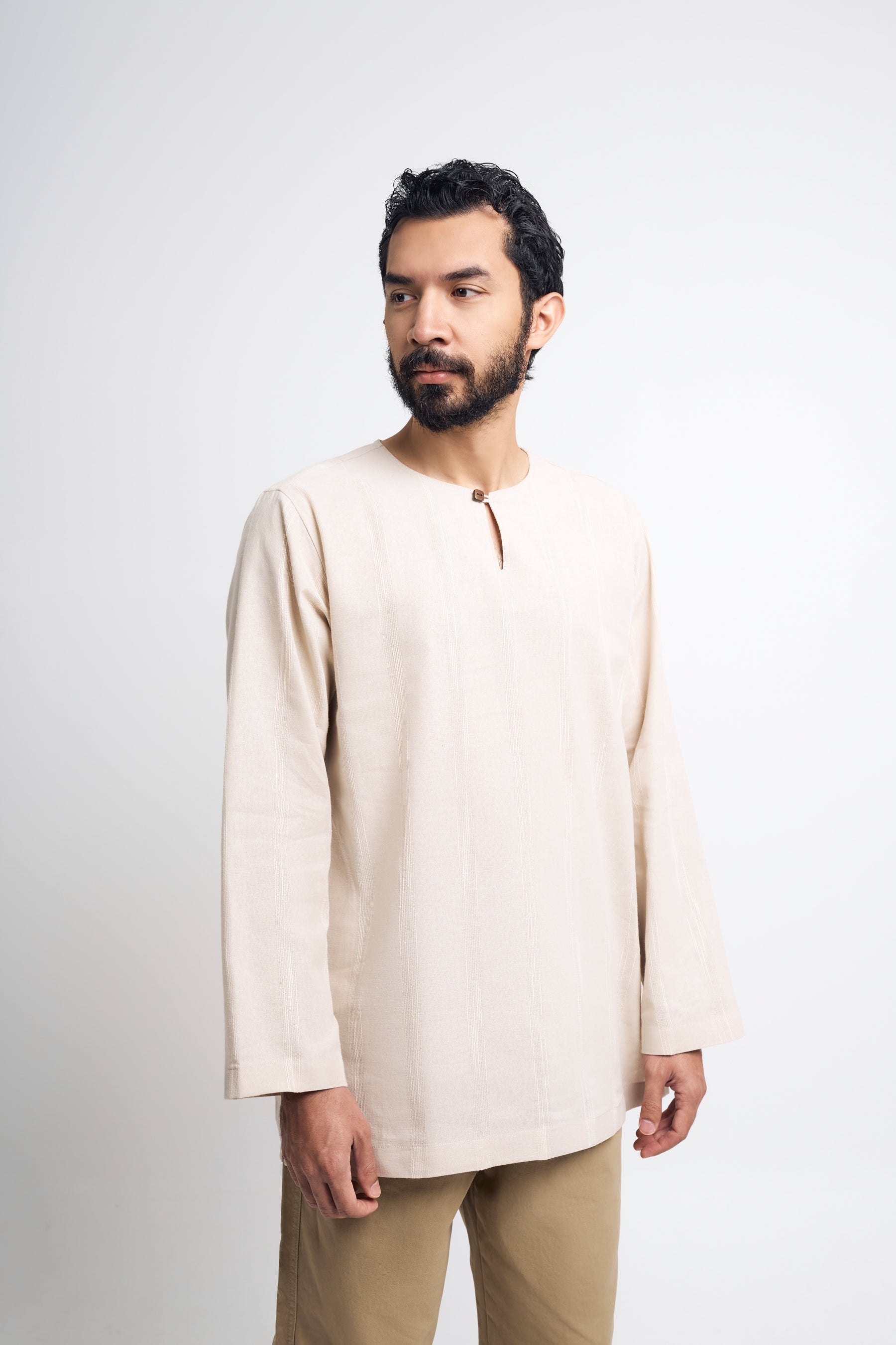 Detak Modern Fit Long Sleeves Top - Beige