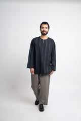 Detak Modern Fit Long Sleeves Top -  Black