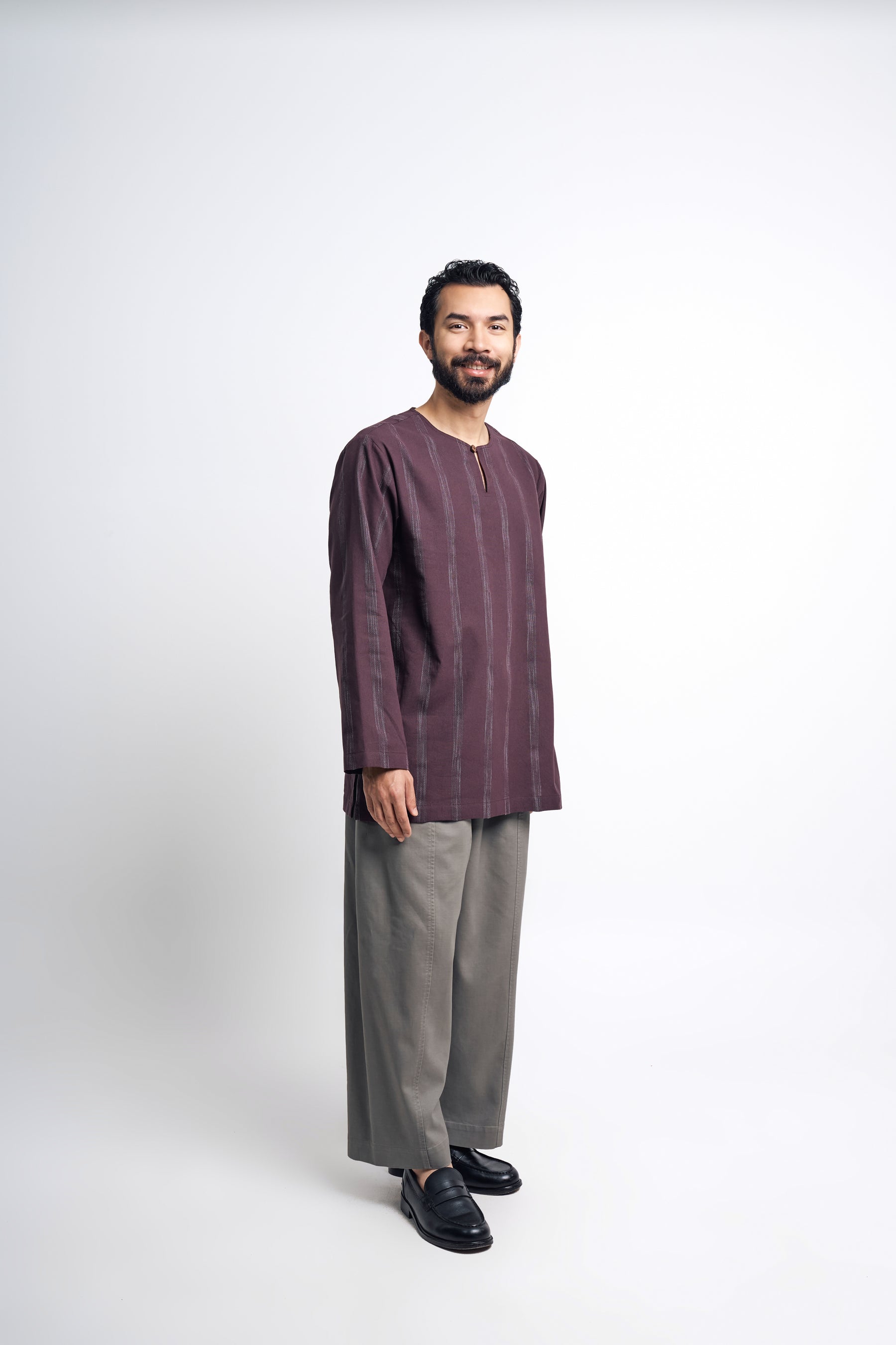 Detak Modern Fit Long Sleeves Top -  Burgundy