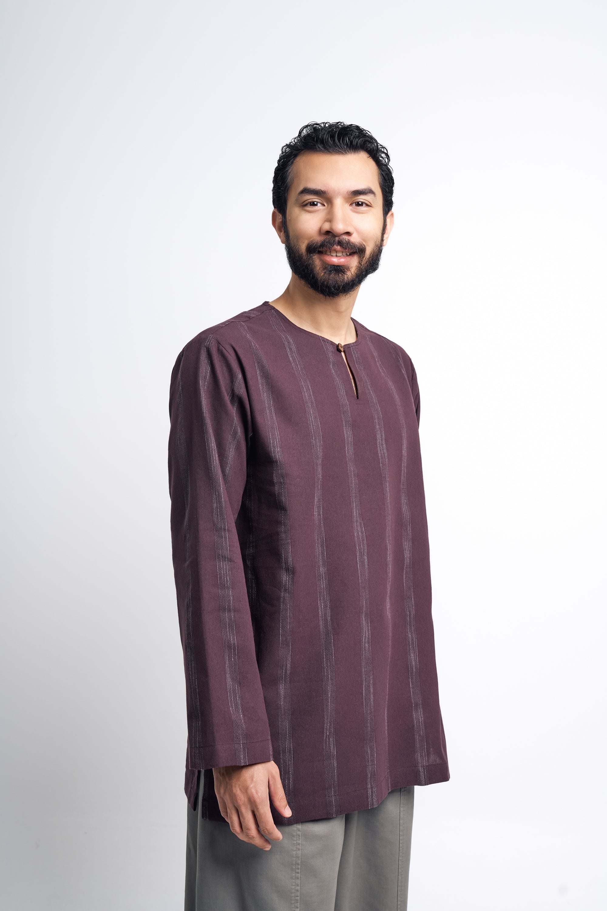 Detak Modern Fit Long Sleeves Top -  Burgundy