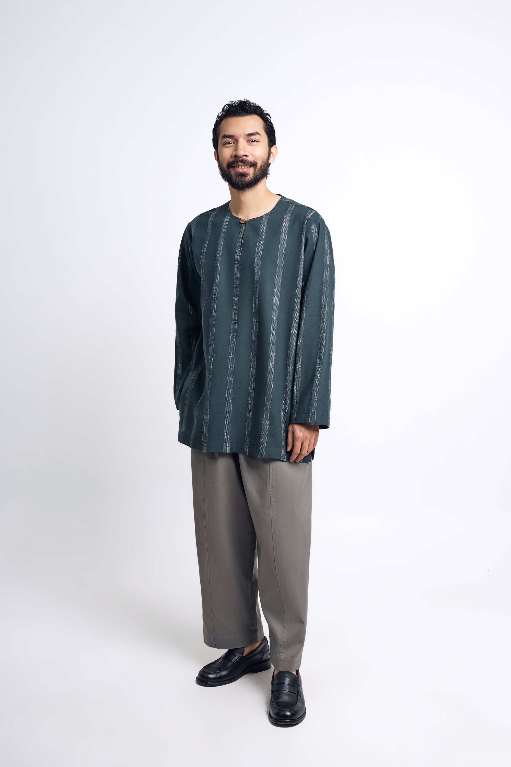 Detak Modern Fit Long Sleeves Top -  Dark Green