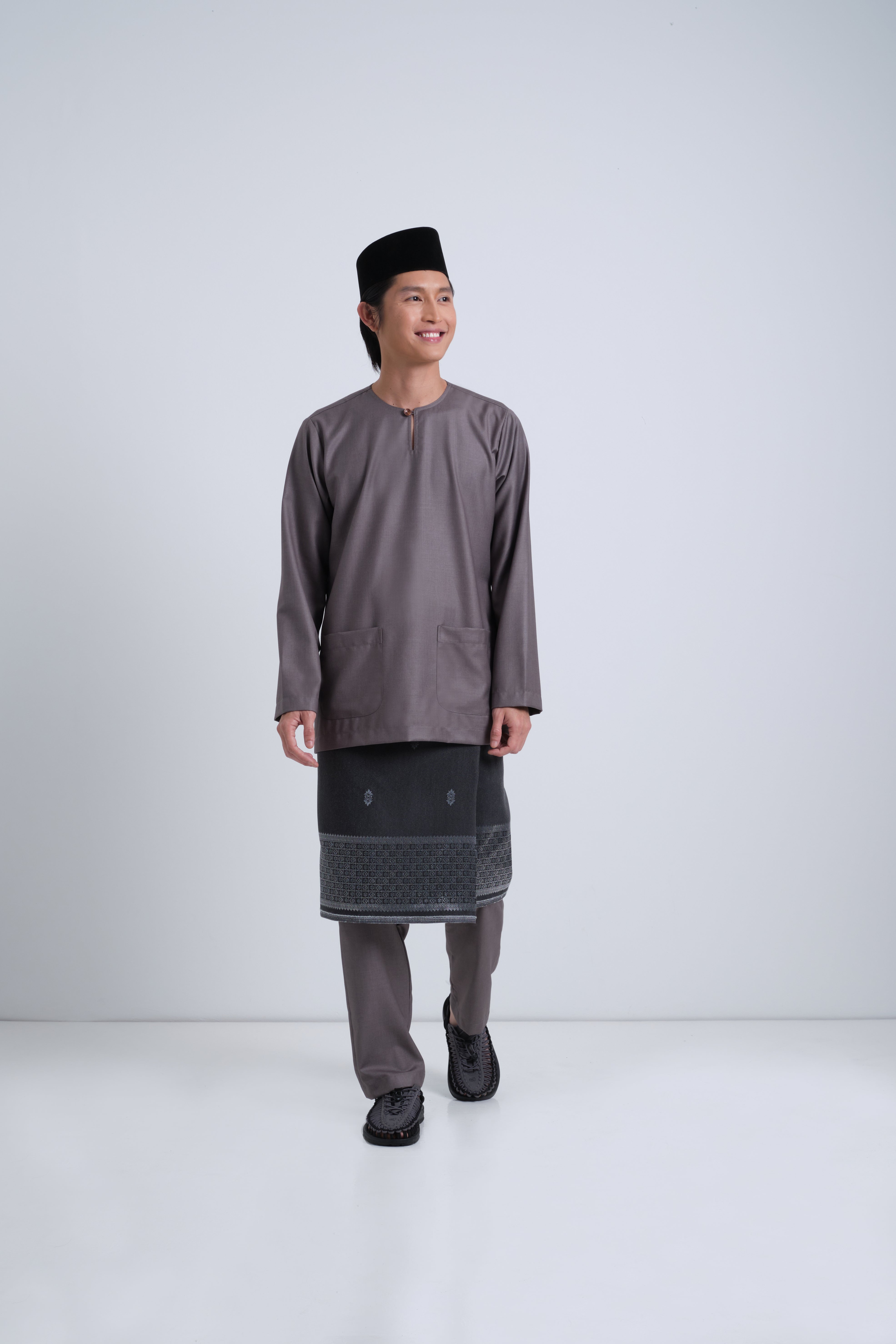 Patawali Modern Fit Baju Melayu Teluk Belanga - Dim Grey