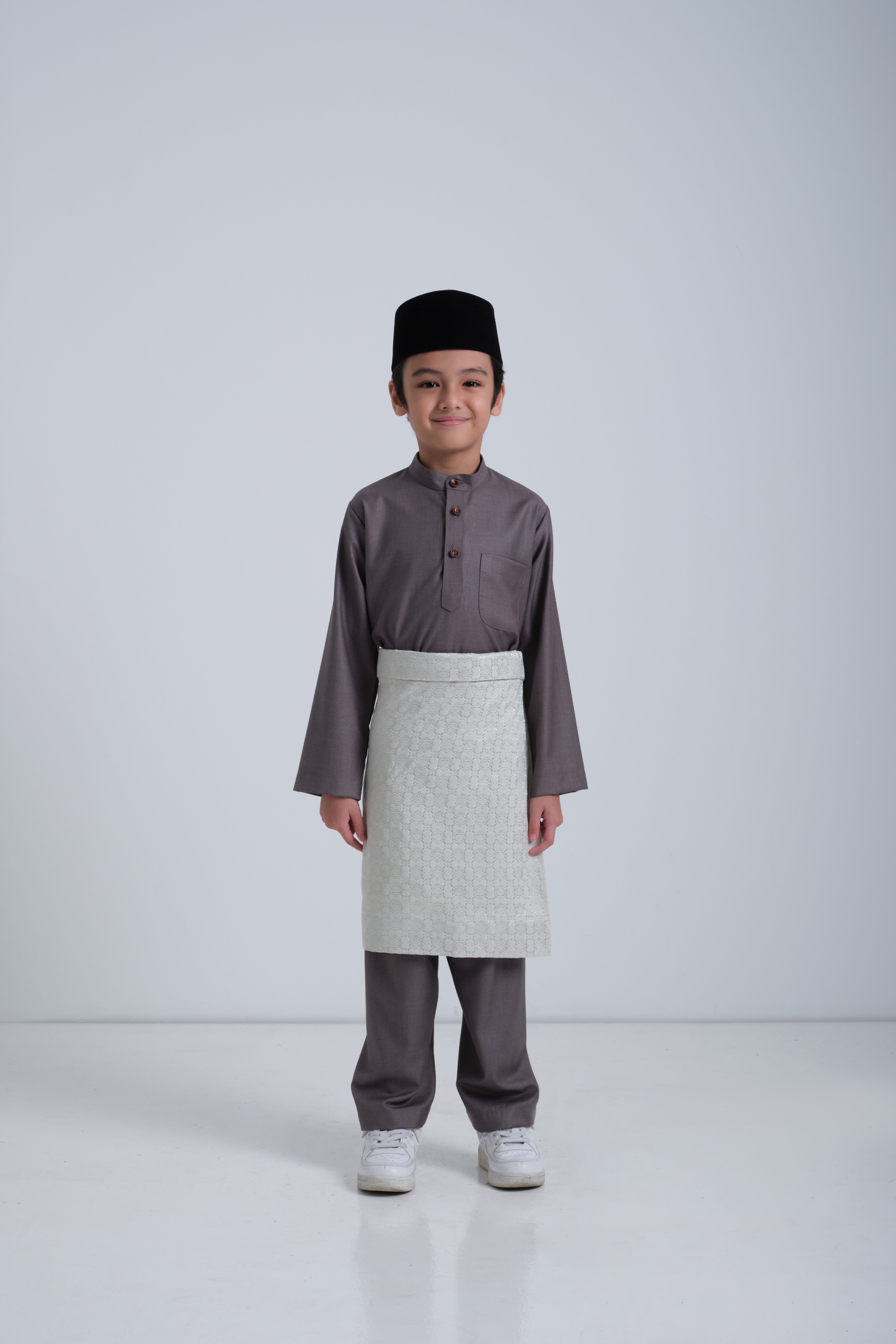 Patawali Boys Baju Melayu Cekak Musang - Dim Grey