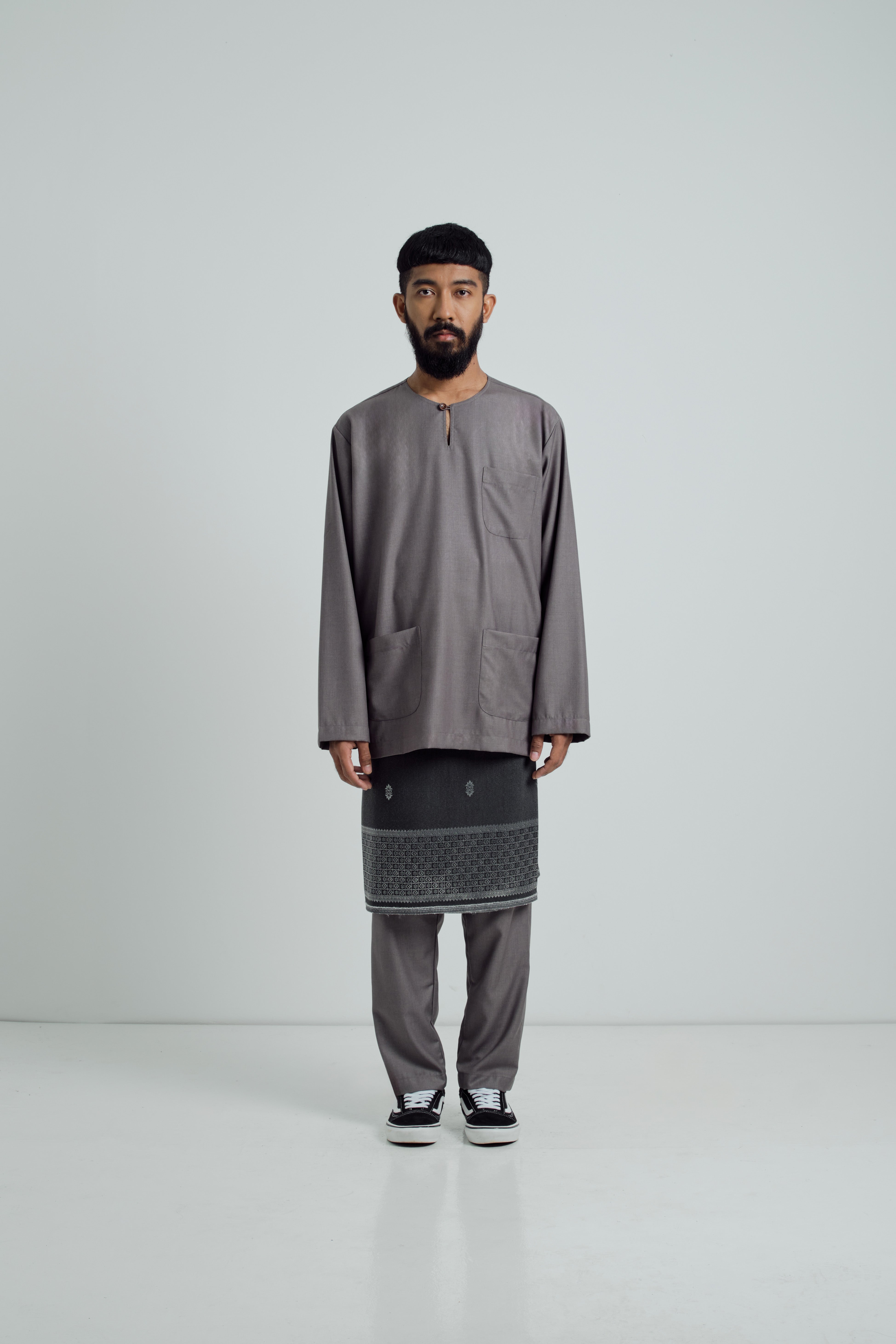Patawali Classic Fit Baju Melayu Teluk Belanga - Dim Grey