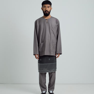 Patawali Classic Fit Baju Melayu Teluk Belanga - Dim Grey