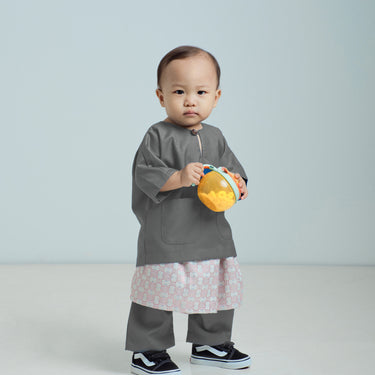 Patawali Baby Boys Baju Melayu Teluk Belanga - Dim Grey