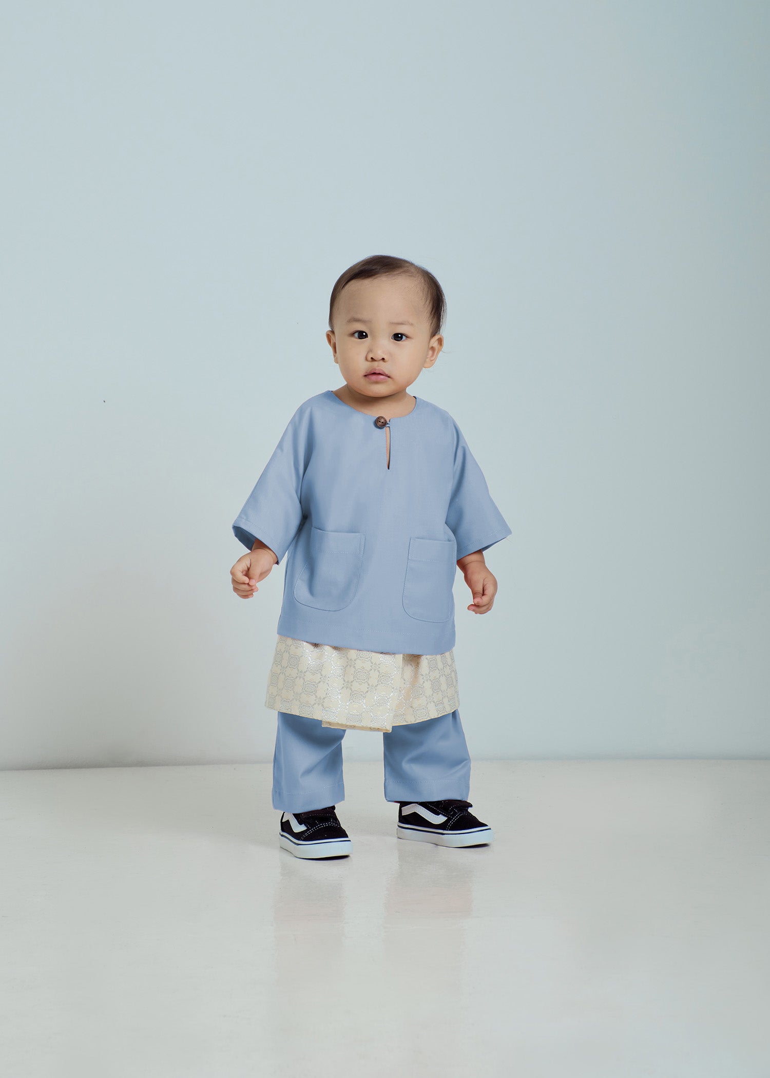 Patawali Baby Boys Baju Melayu Teluk Belanga - Dusty Blue