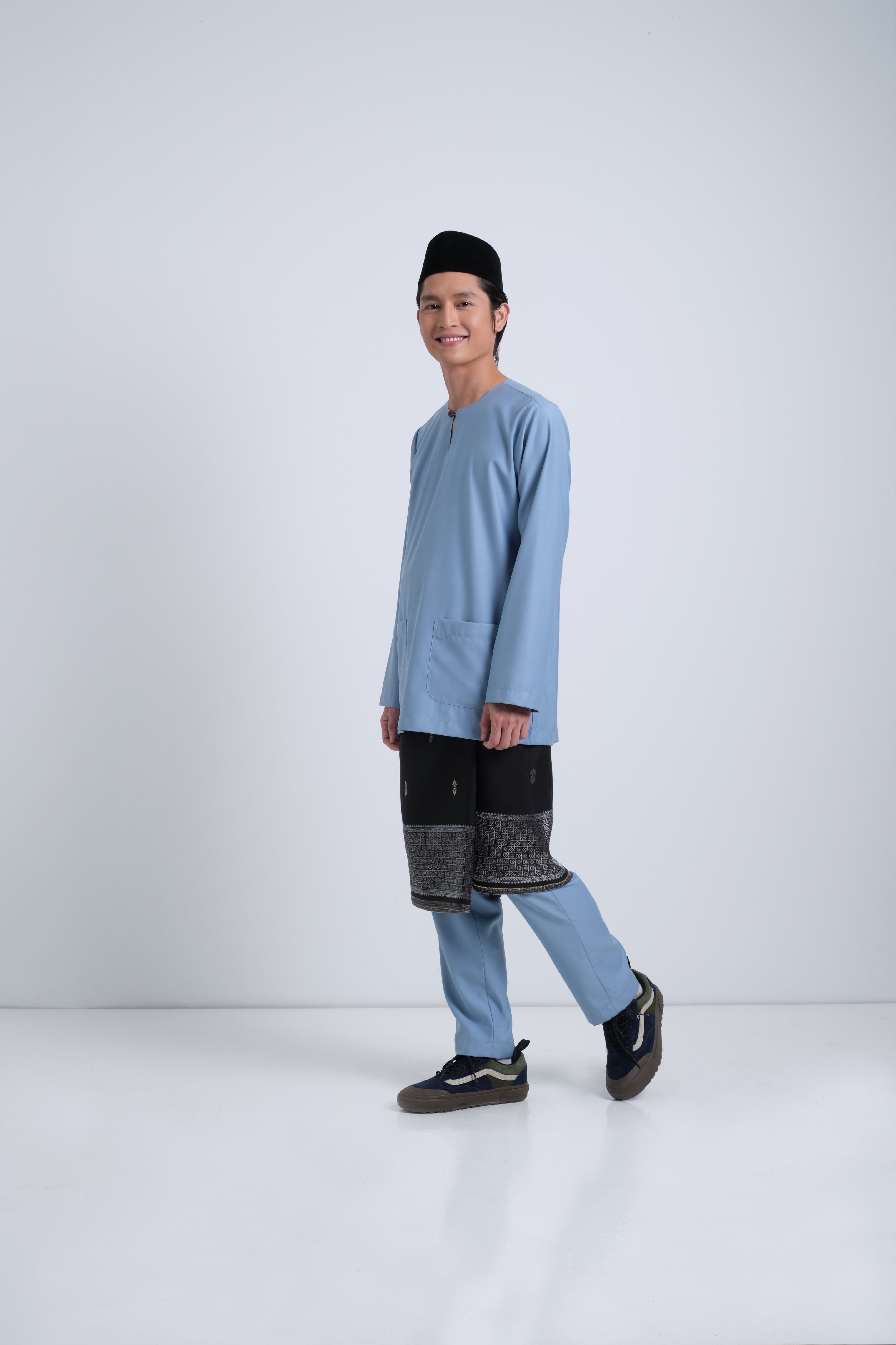 Patawali Modern Fit Baju Melayu Teluk Belanga - Dusty Blue