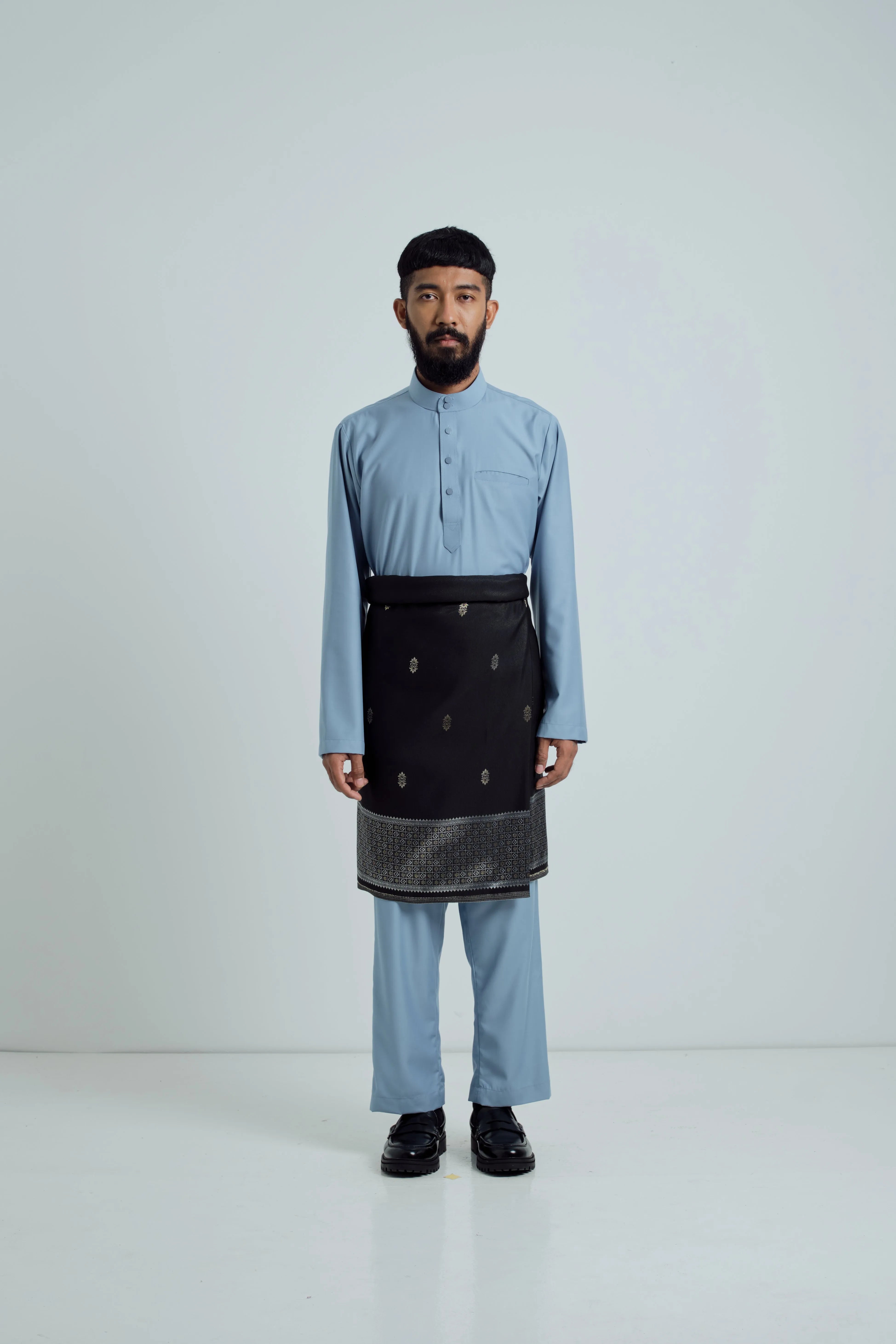 Patawali Baju Melayu Cekak Musang - Dusty Blue