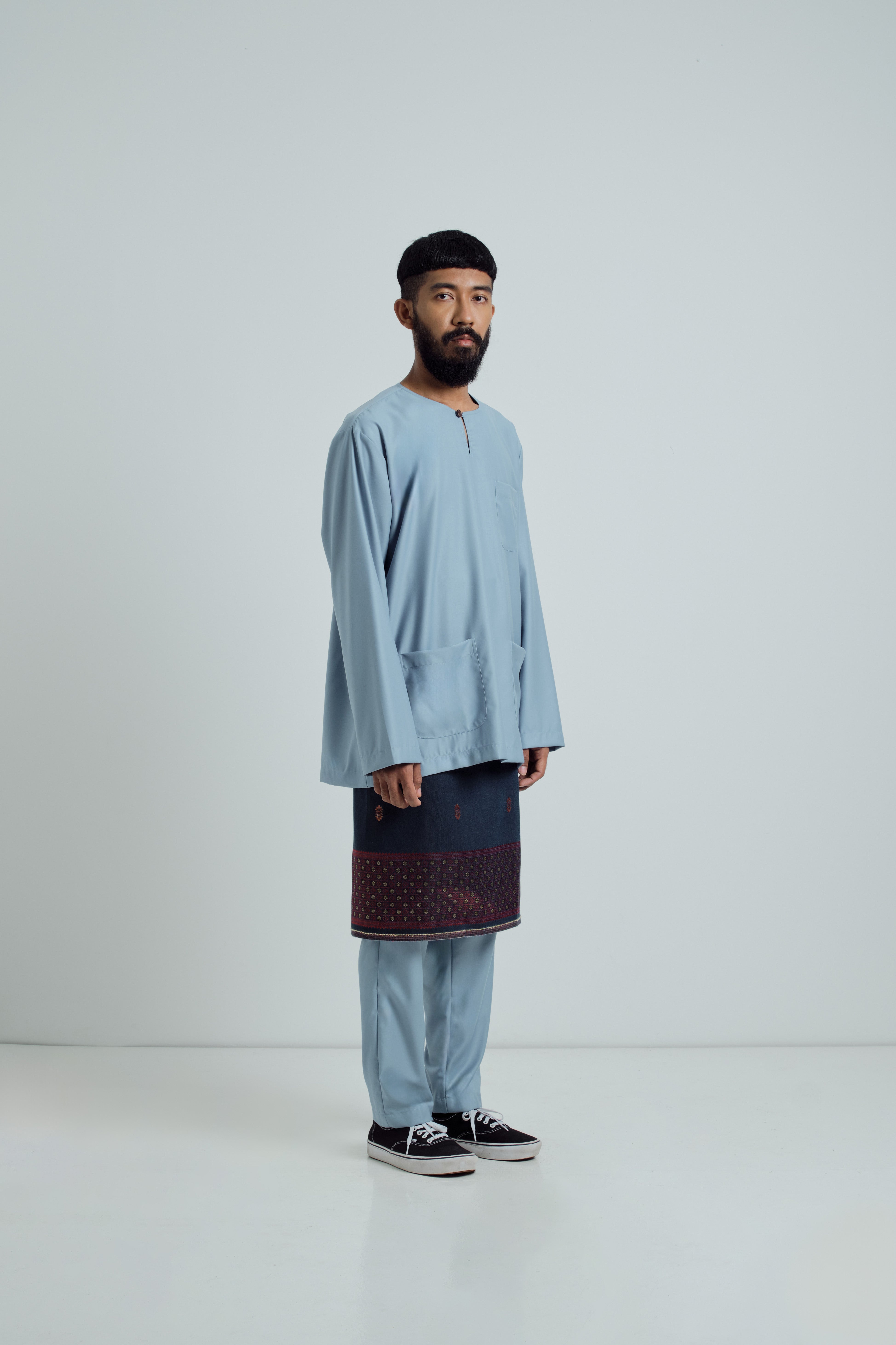 Patawali Classic Fit Baju Melayu Teluk Belanga - Dusty Blue
