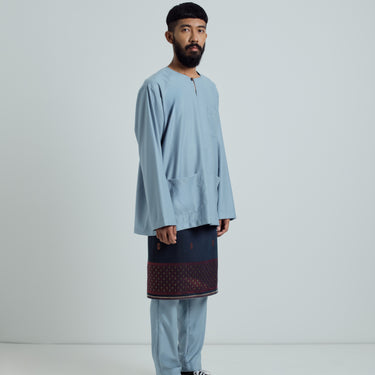 Patawali Classic Fit Baju Melayu Teluk Belanga - Dusty Blue