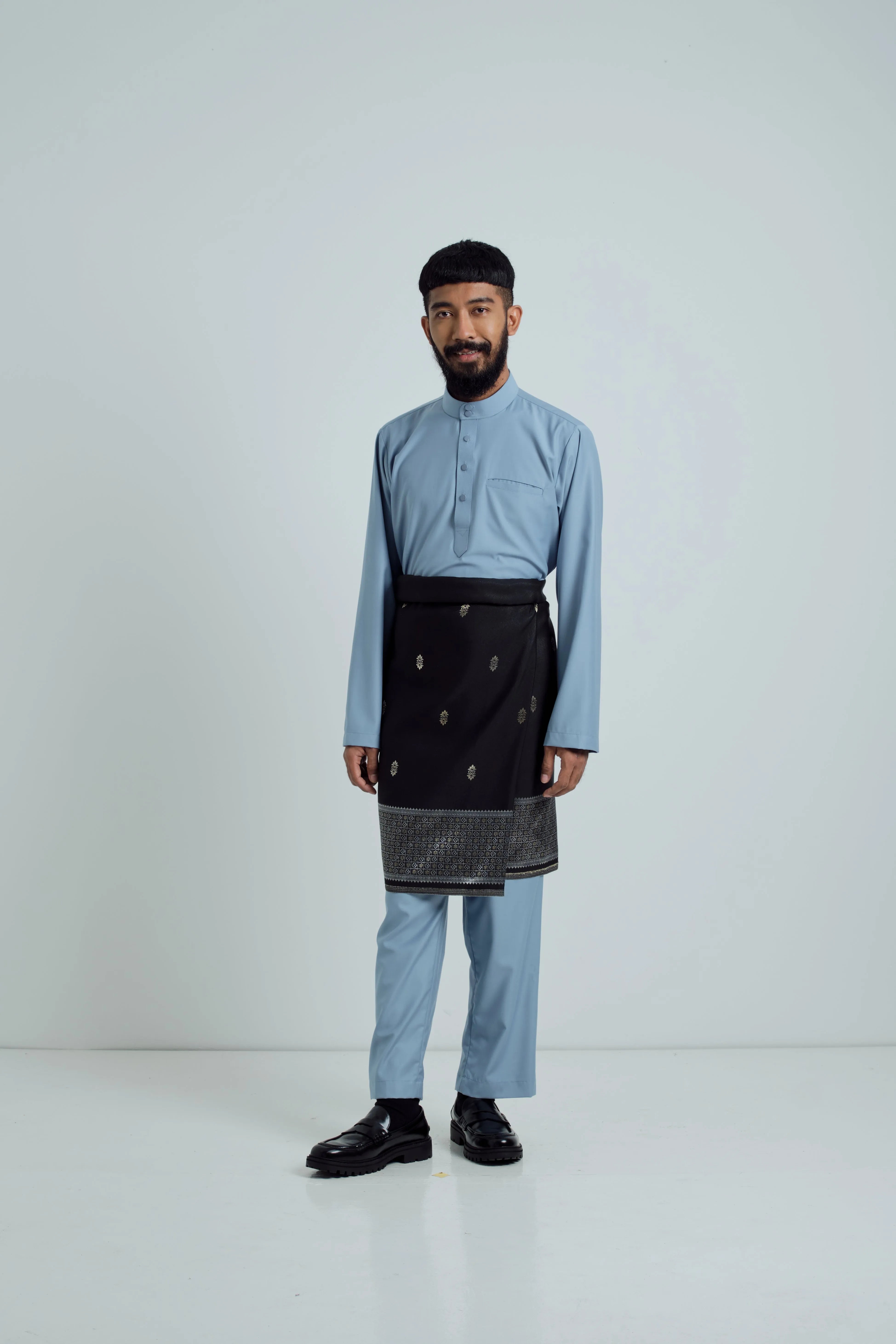 Patawali Baju Melayu Cekak Musang - Dusty Blue