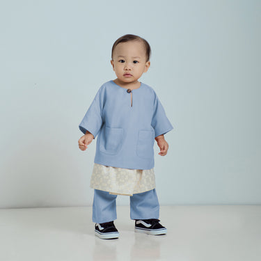 Patawali Baby Boys Baju Melayu Teluk Belanga - Dusty Blue