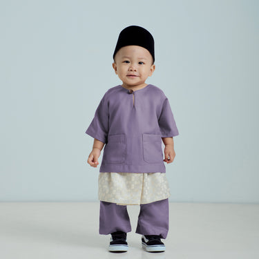 Patawali Baby Boys Baju Melayu Teluk Belanga - Dusty Lilac