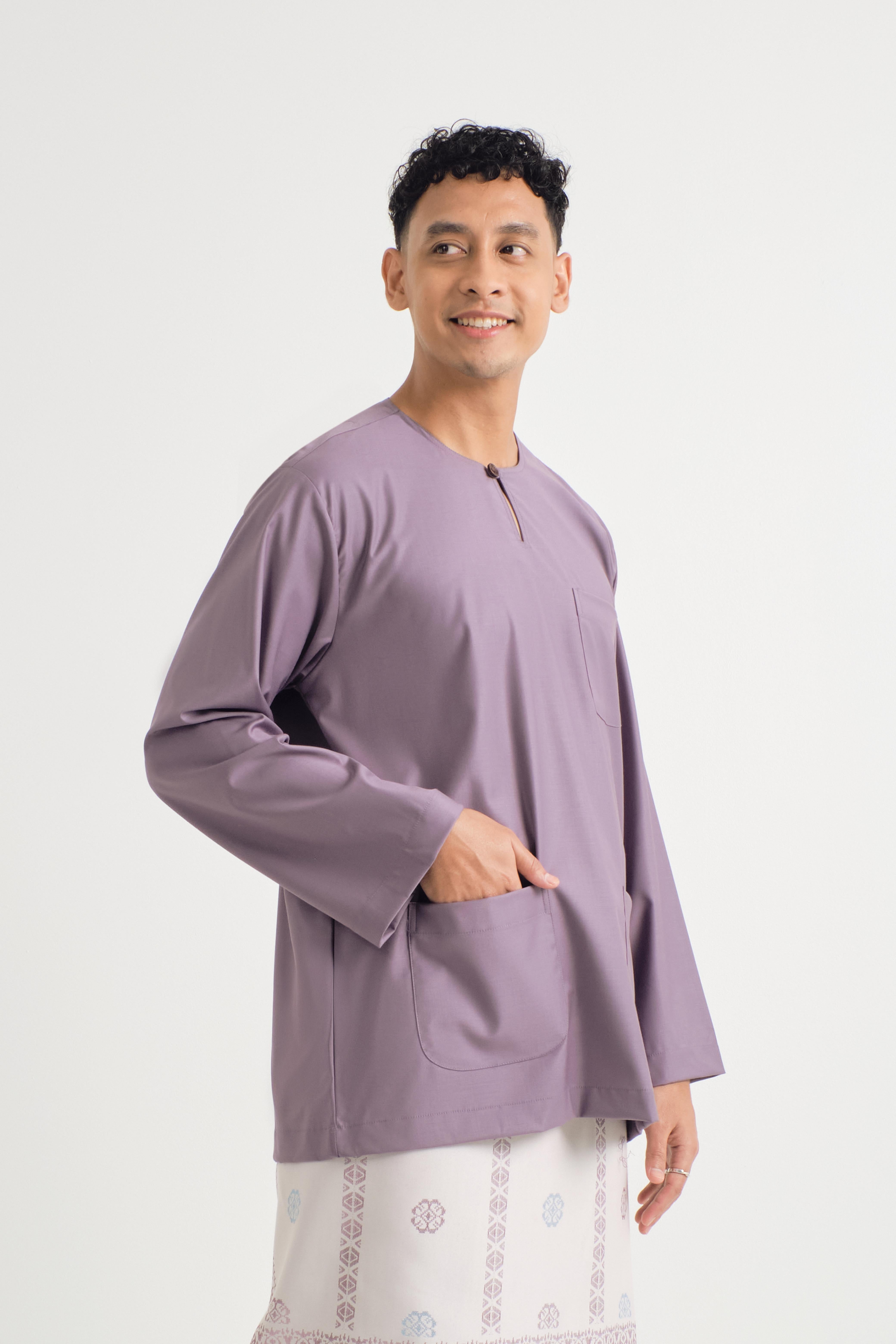 Patawali Classic Fit Baju Melayu Teluk Belanga - Dusty Lilac