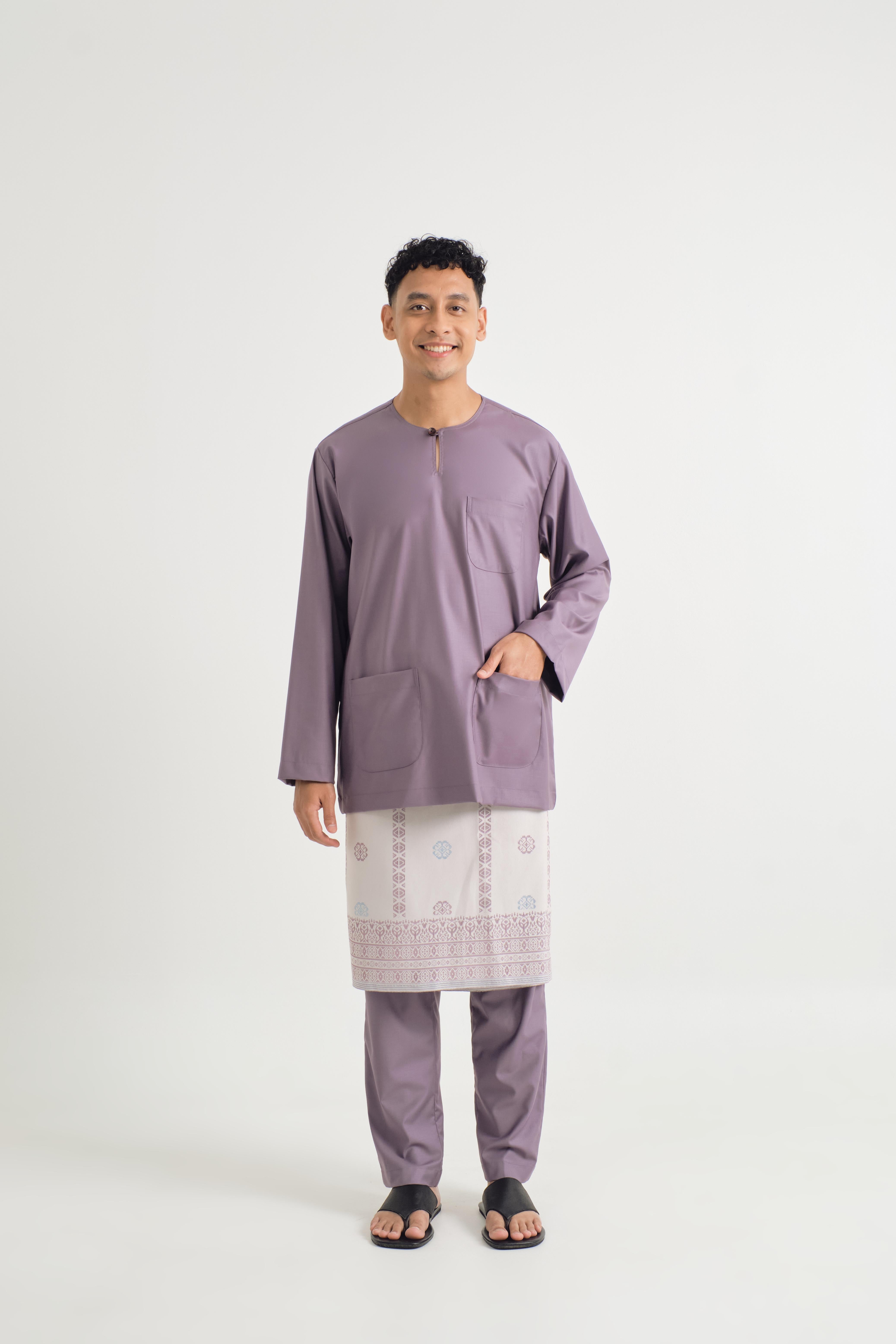 Patawali Classic Fit Baju Melayu Teluk Belanga - Dusty Lilac