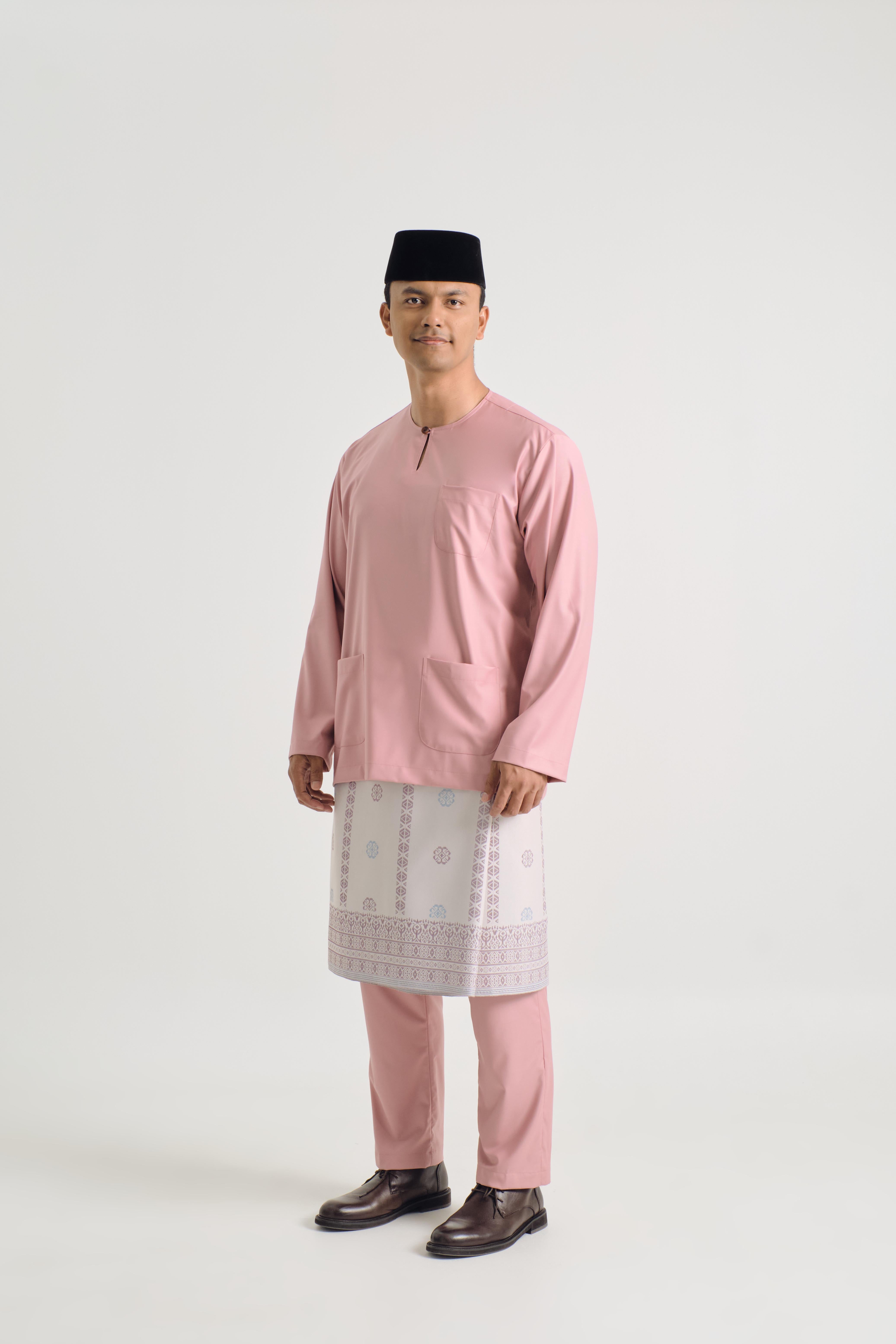 Patawali Classic Fit Baju Melayu Teluk Belanga - Dusty Pink