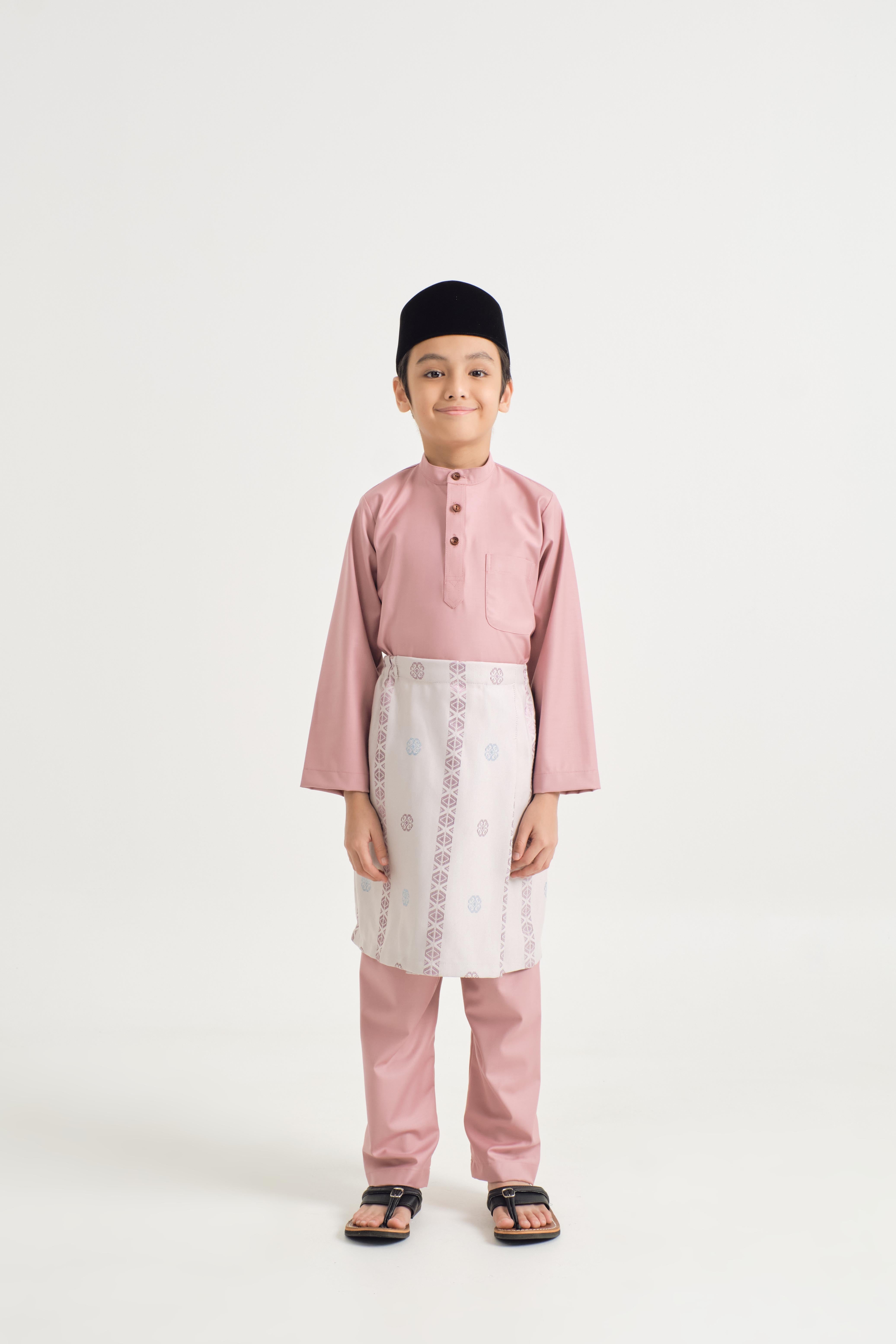 Patawali Boys Baju Melayu Cekak Musang - Dusty Pink