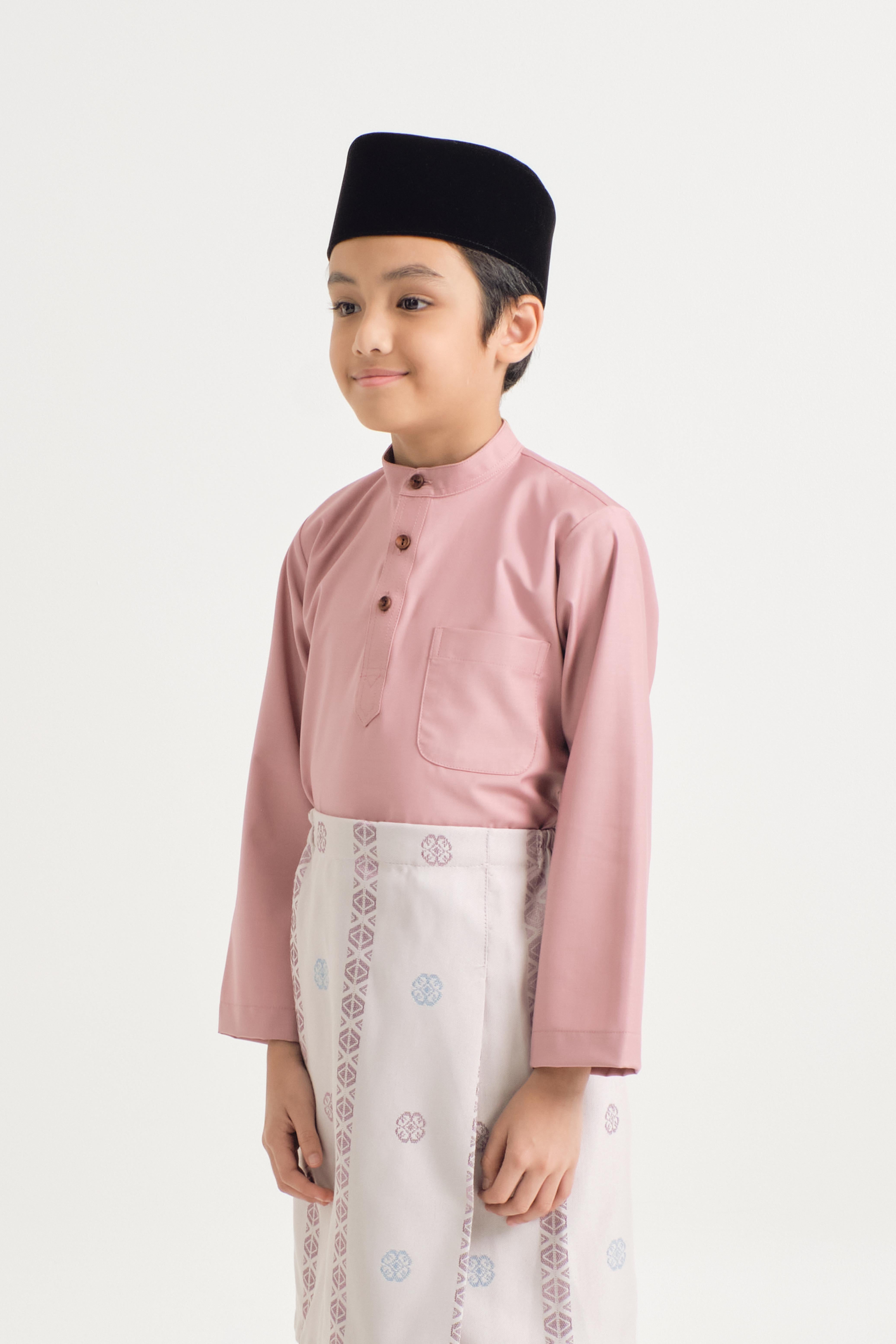 Patawali Boys Baju Melayu Cekak Musang - Dusty Pink