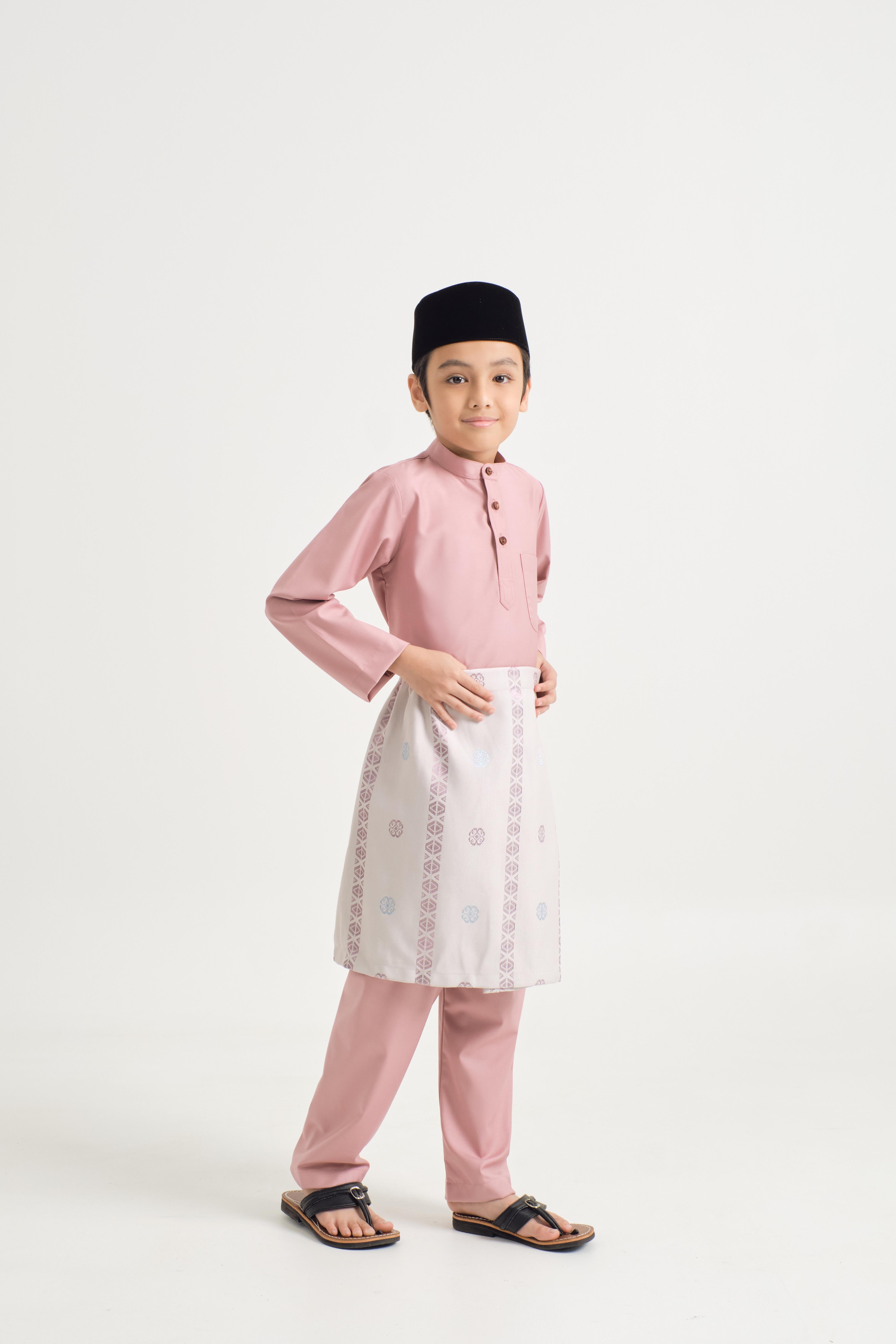 Patawali Boys Baju Melayu Cekak Musang - Dusty Pink