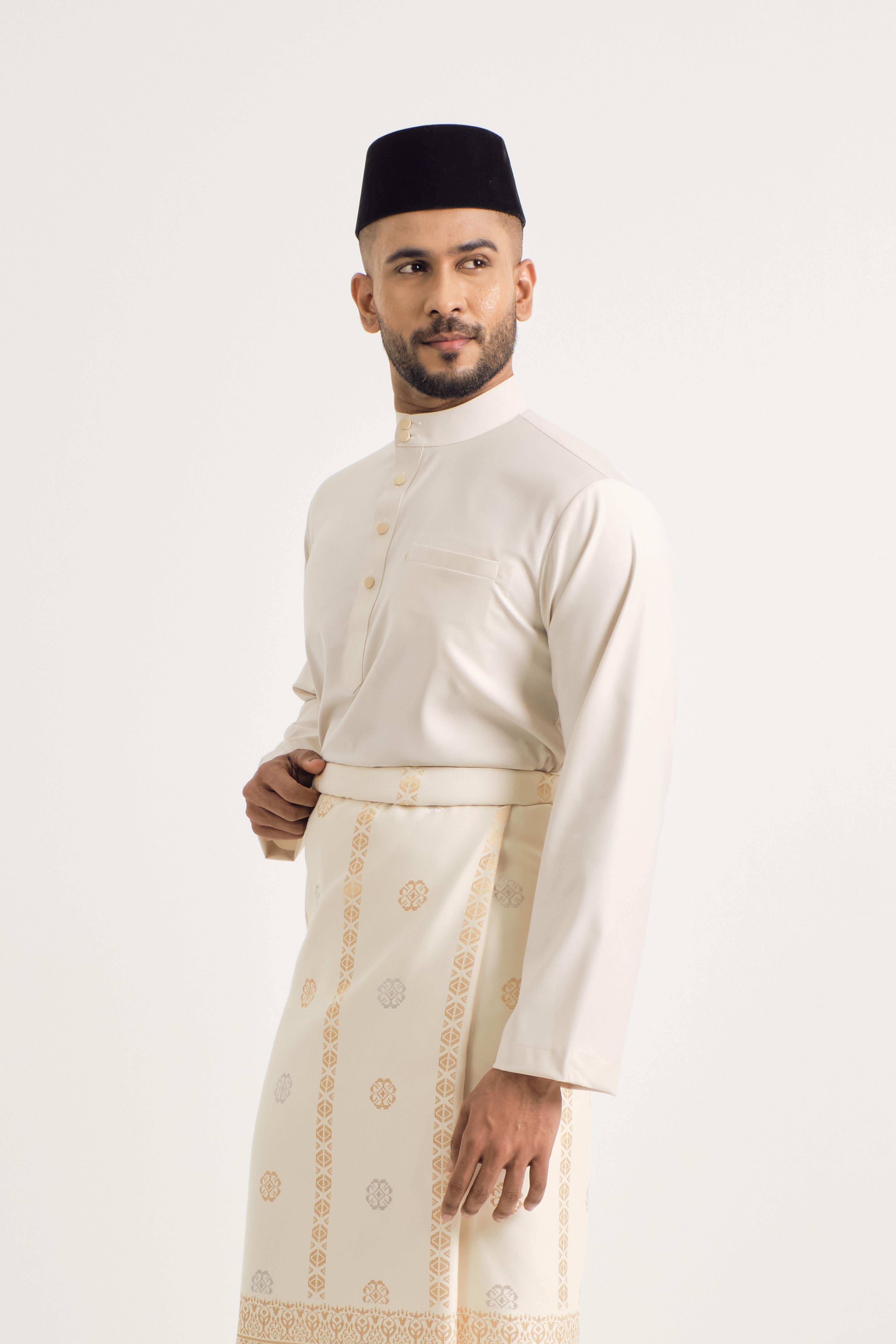 Patawali Baju Melayu Cekak Musang - Ecru Beige