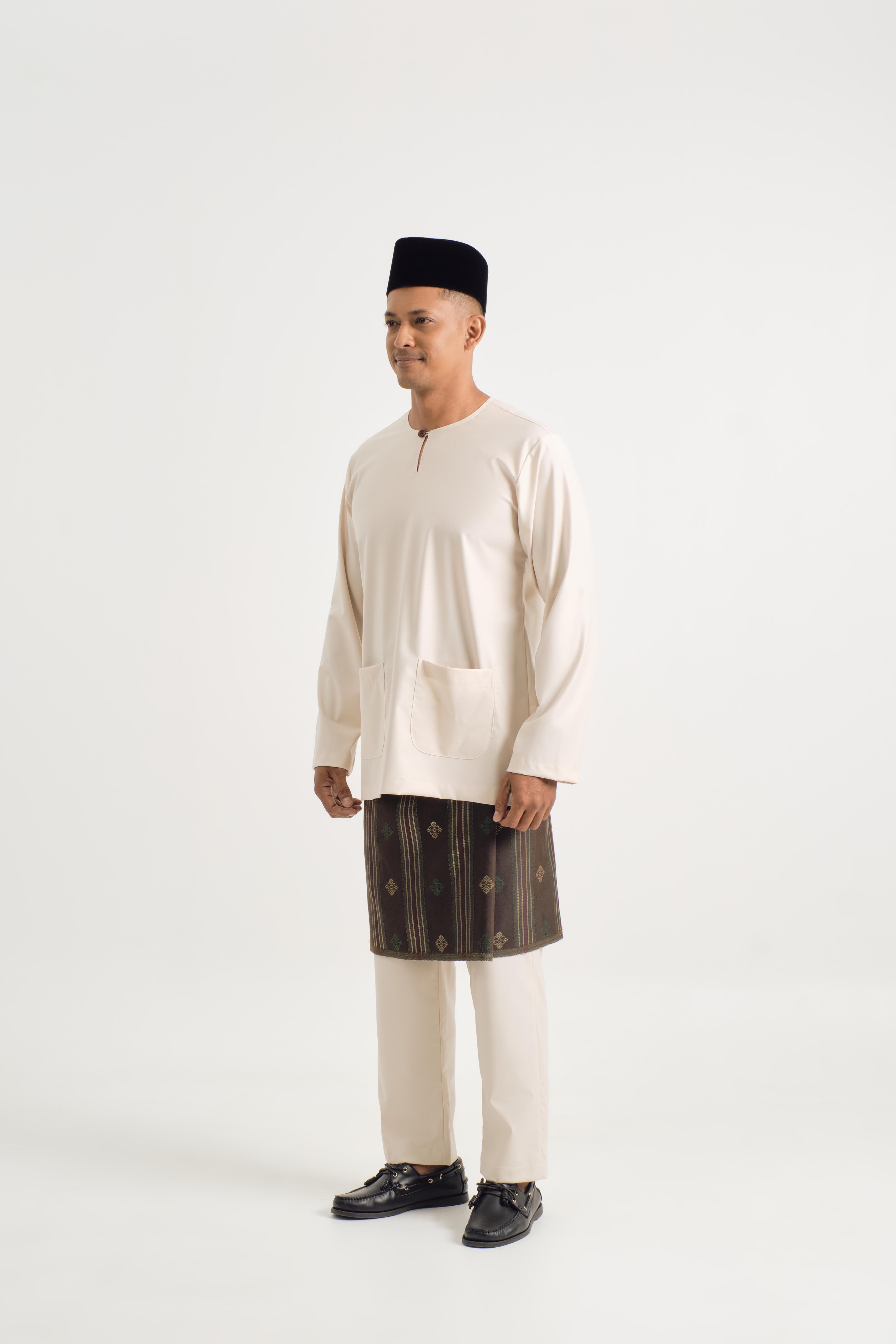 Patawali Modern Fit Baju Melayu Teluk Belanga - Ecru Beige