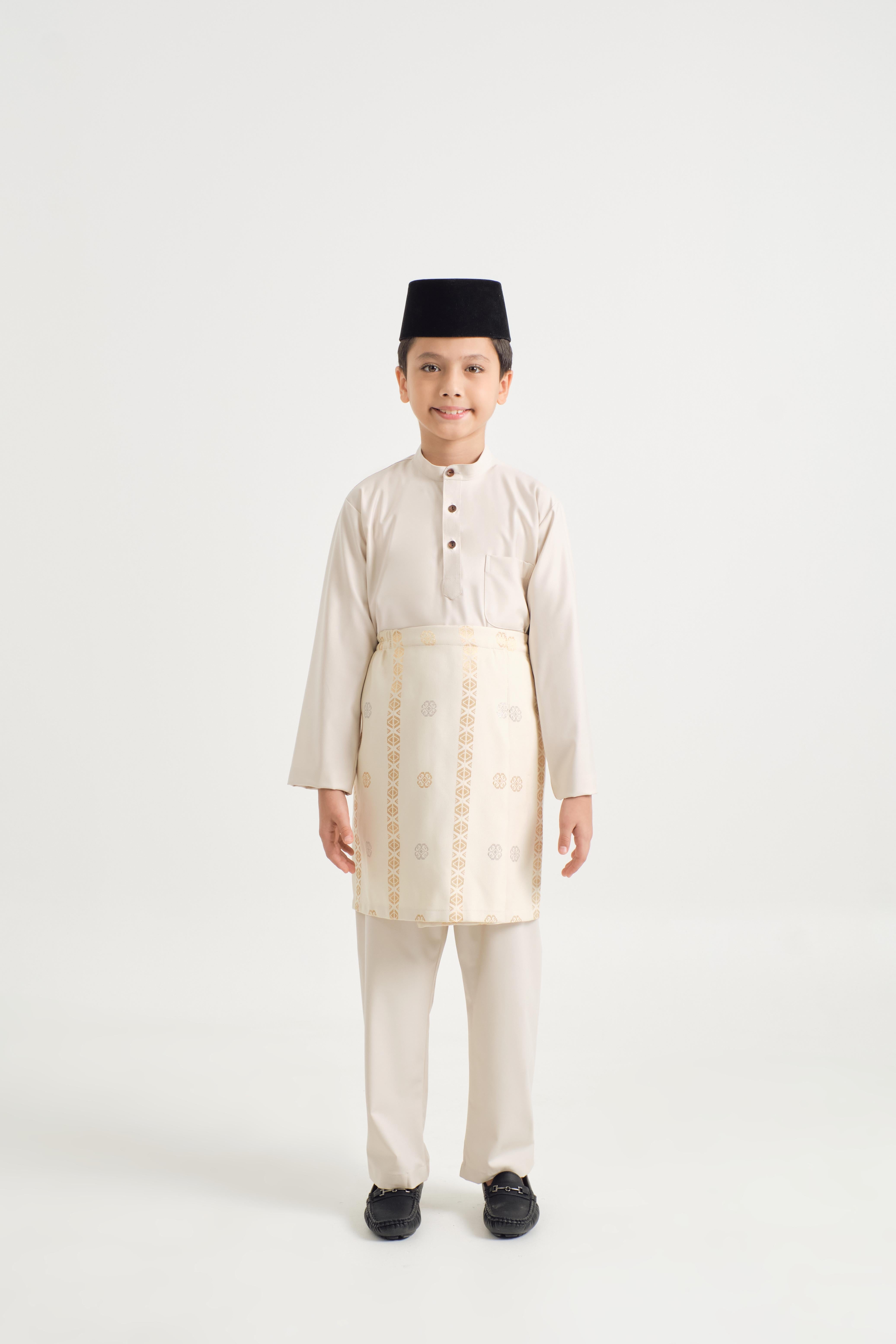 Patawali Boys Baju Melayu Cekak Musang - Ecru Beige