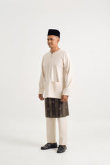 Patawali Modern Fit Baju Melayu Teluk Belanga - Ecru Beige