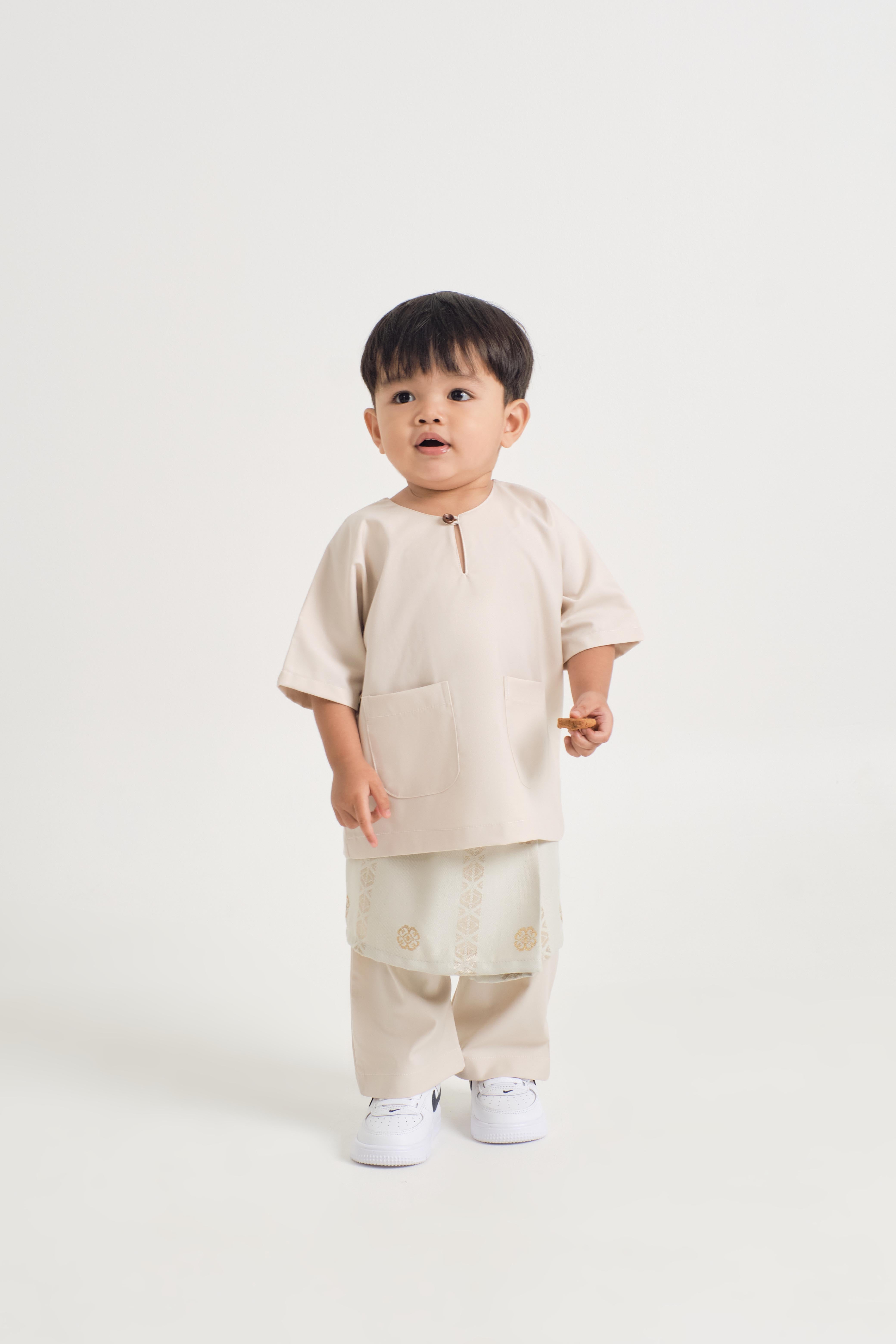 Patawali Baby Boys Baju Melayu Teluk Belanga - Ecru Beige