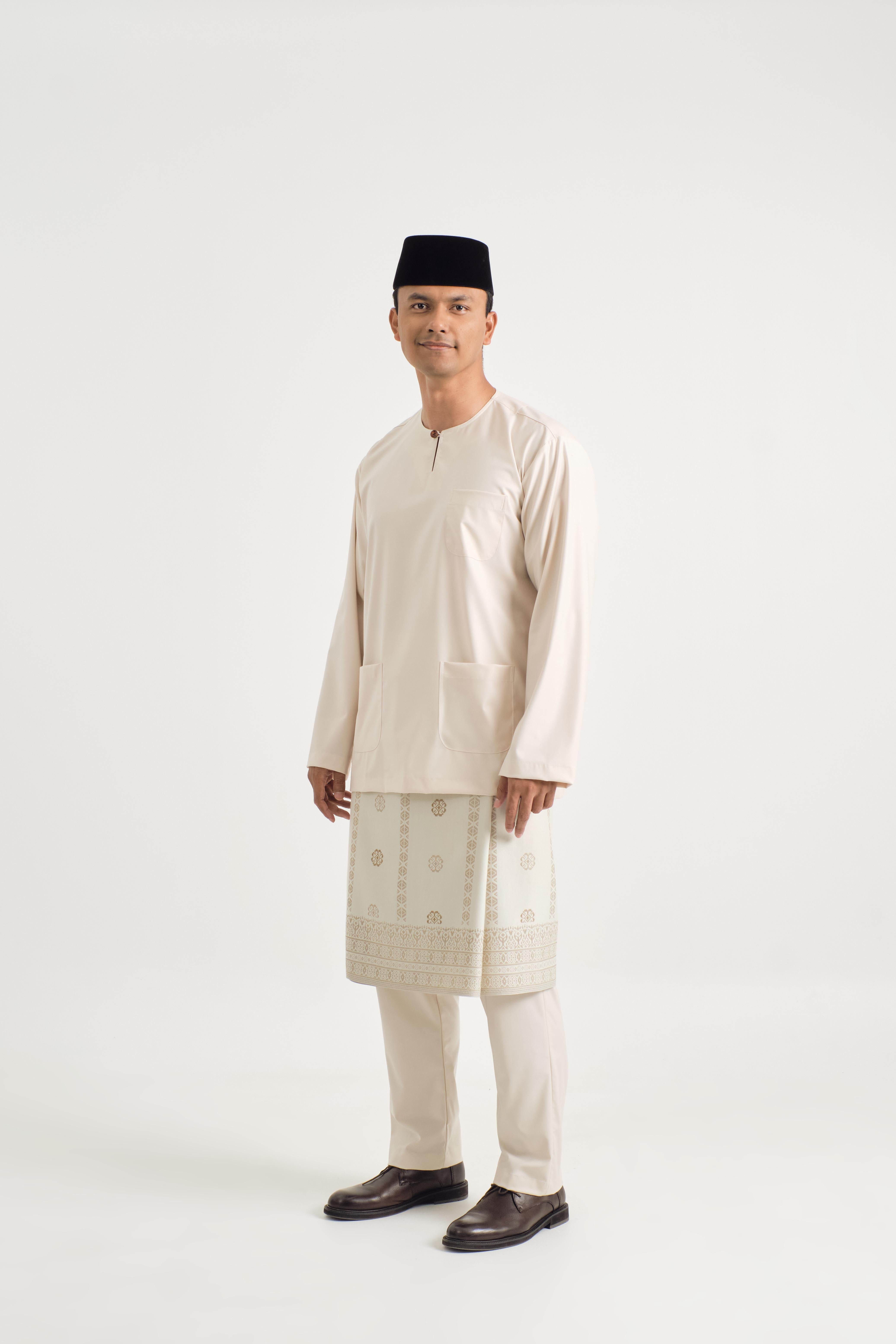 Patawali Classic Fit Baju Melayu Teluk Belanga - Ecru Beige