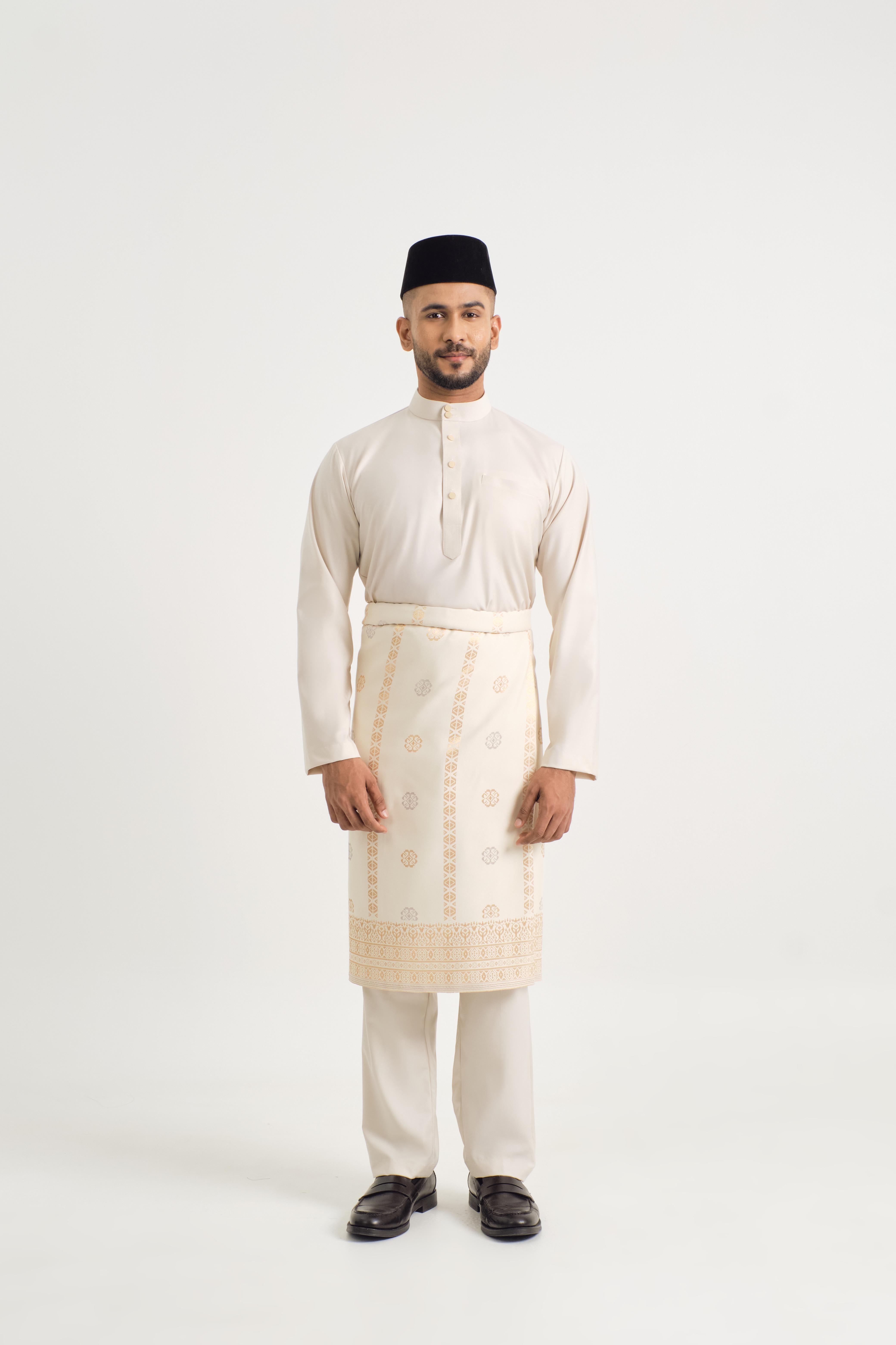 Patawali Baju Melayu Cekak Musang - Ecru Beige