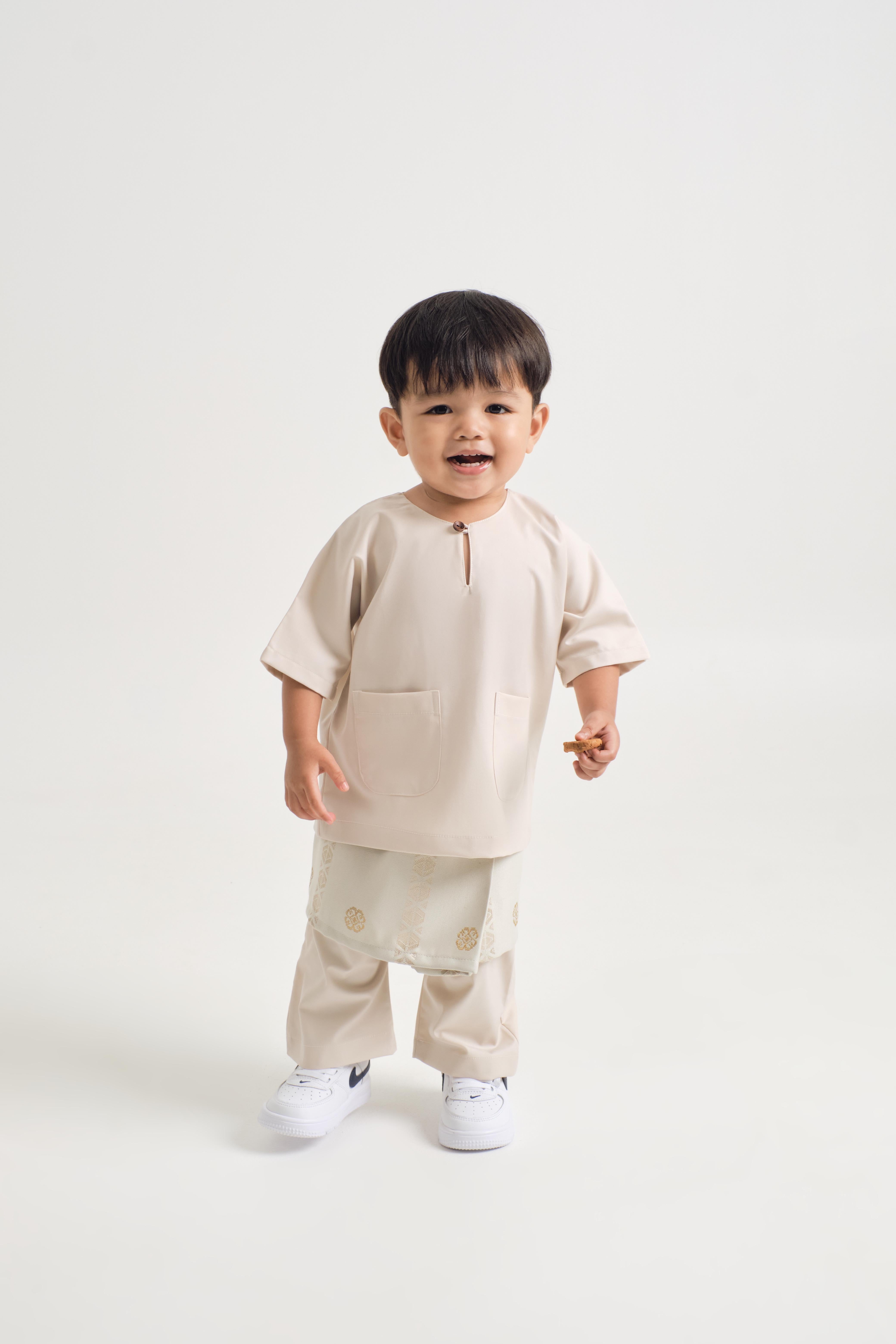 Patawali Baby Boys Baju Melayu Teluk Belanga - Ecru Beige