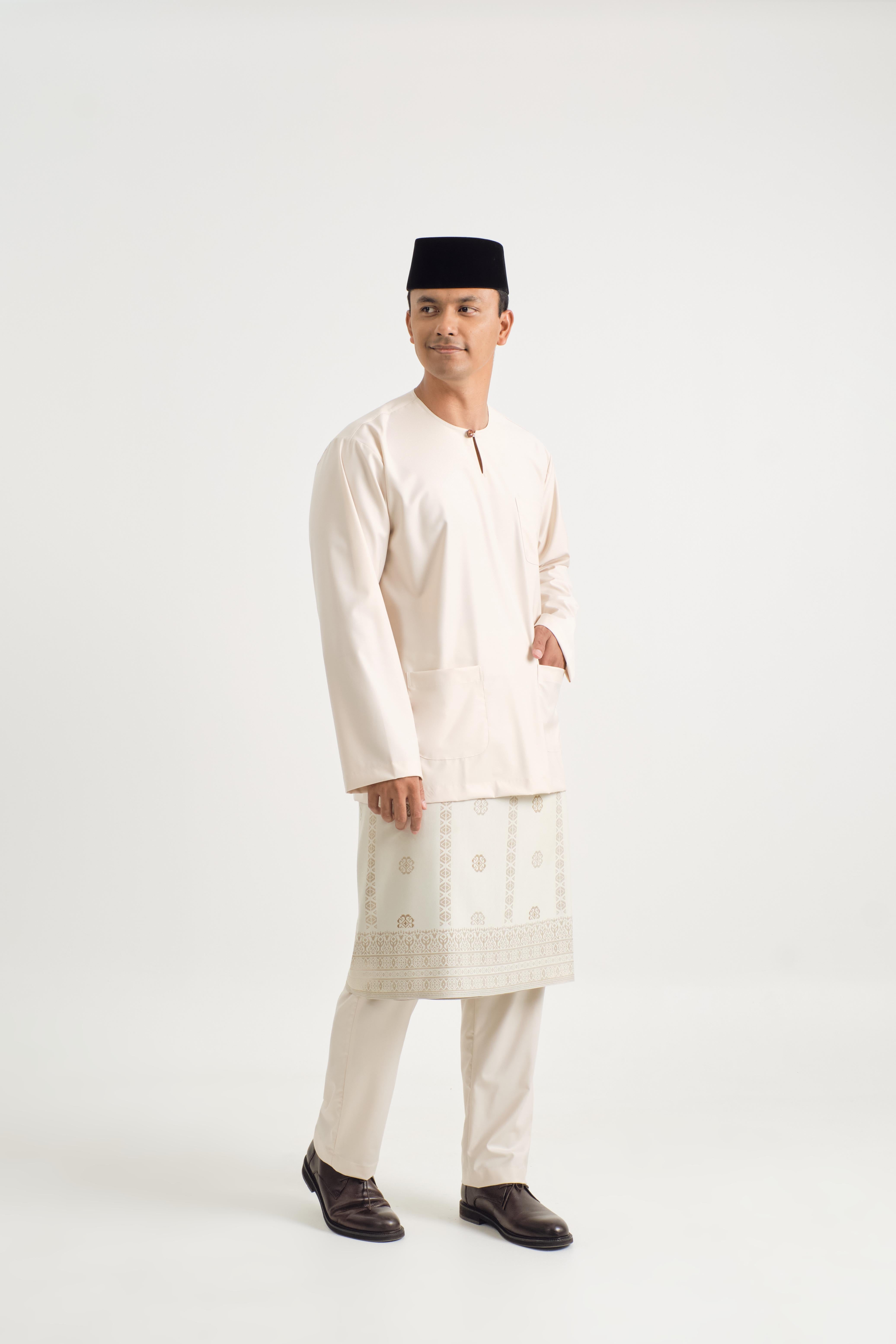 Patawali Classic Fit Baju Melayu Teluk Belanga - Ecru Beige