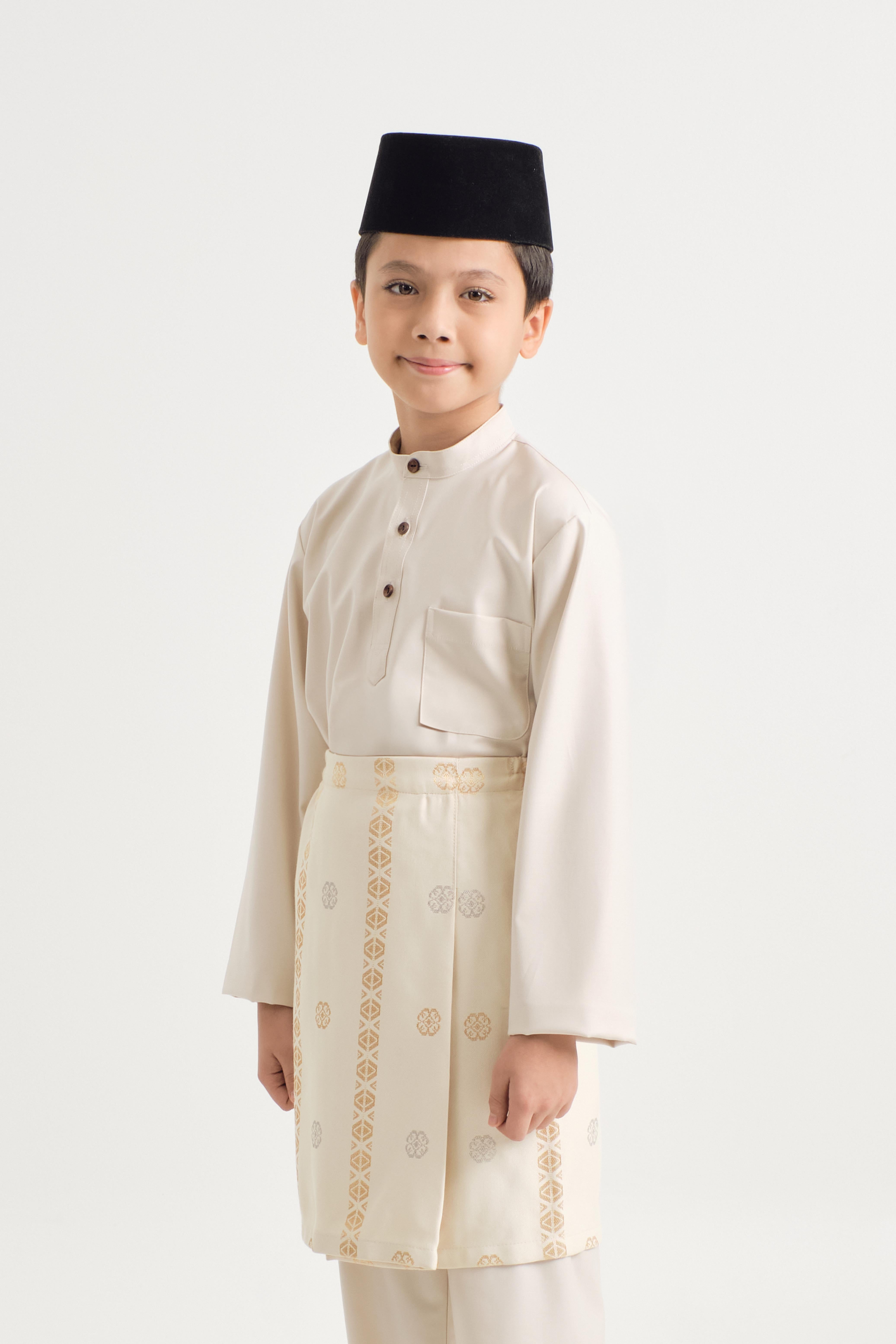 Patawali Boys Baju Melayu Cekak Musang - Ecru Beige