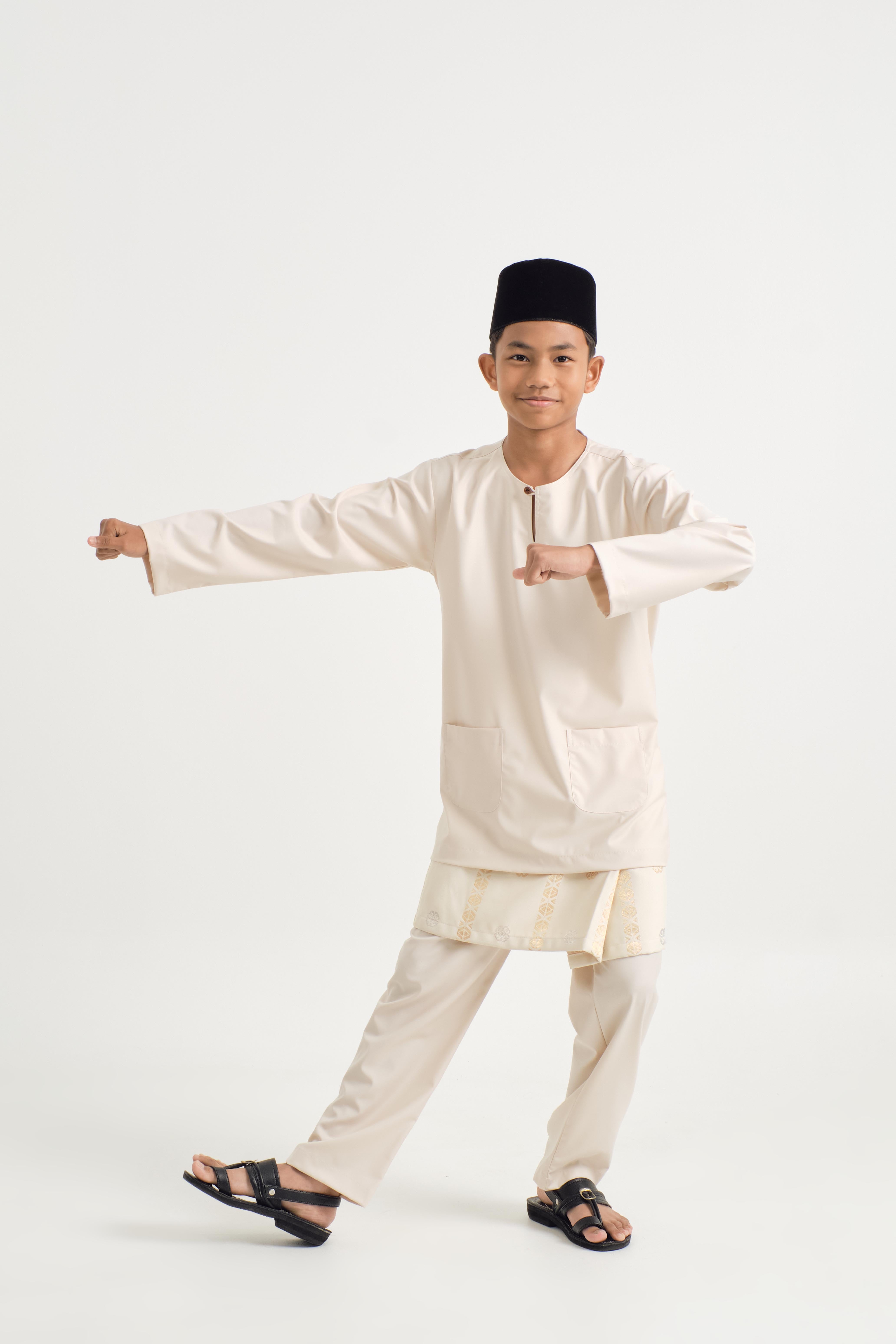 Patawali Boys Baju Melayu Teluk Belanga - Ecru Beige