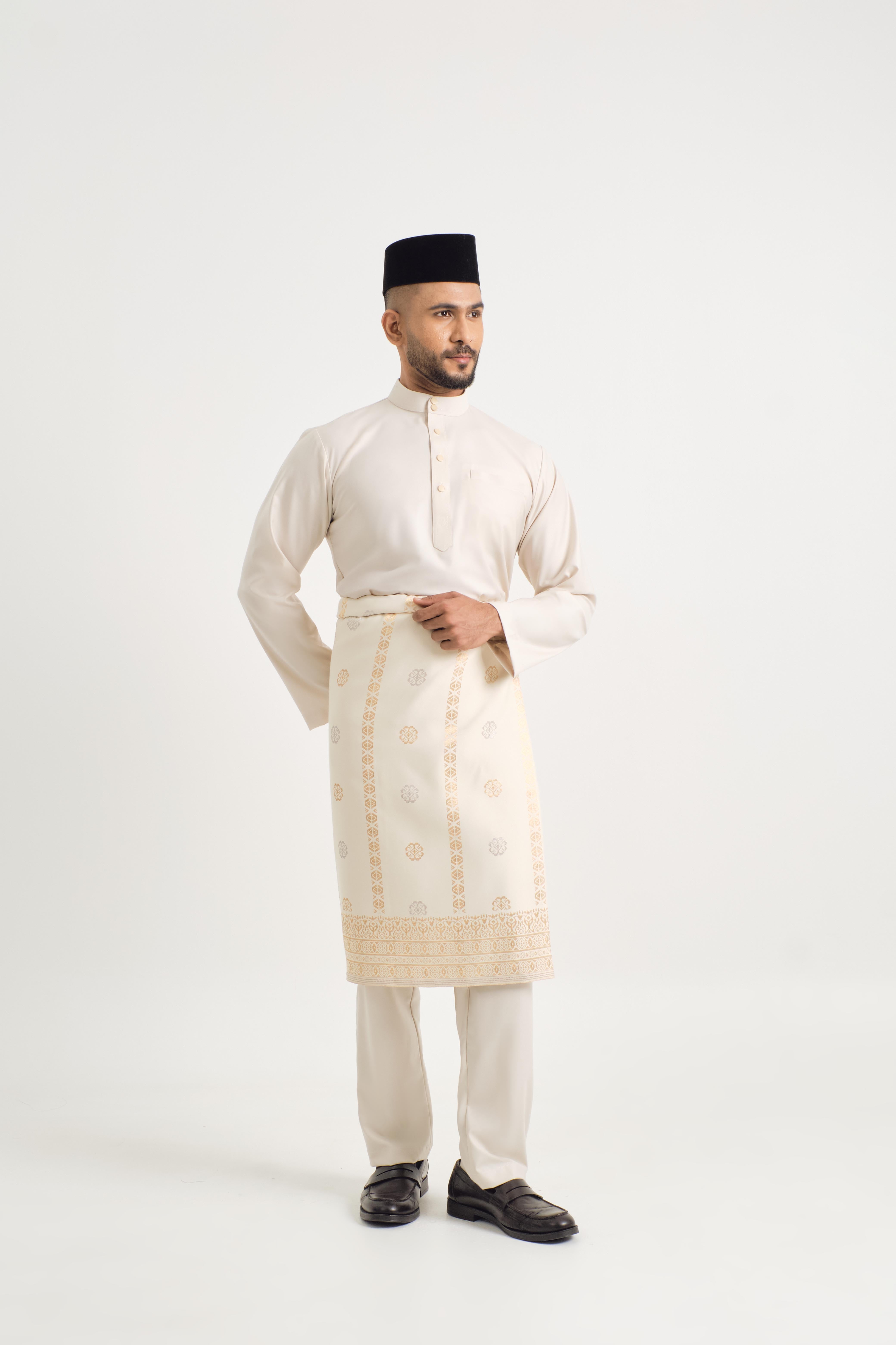 Patawali Baju Melayu Cekak Musang - Ecru Beige