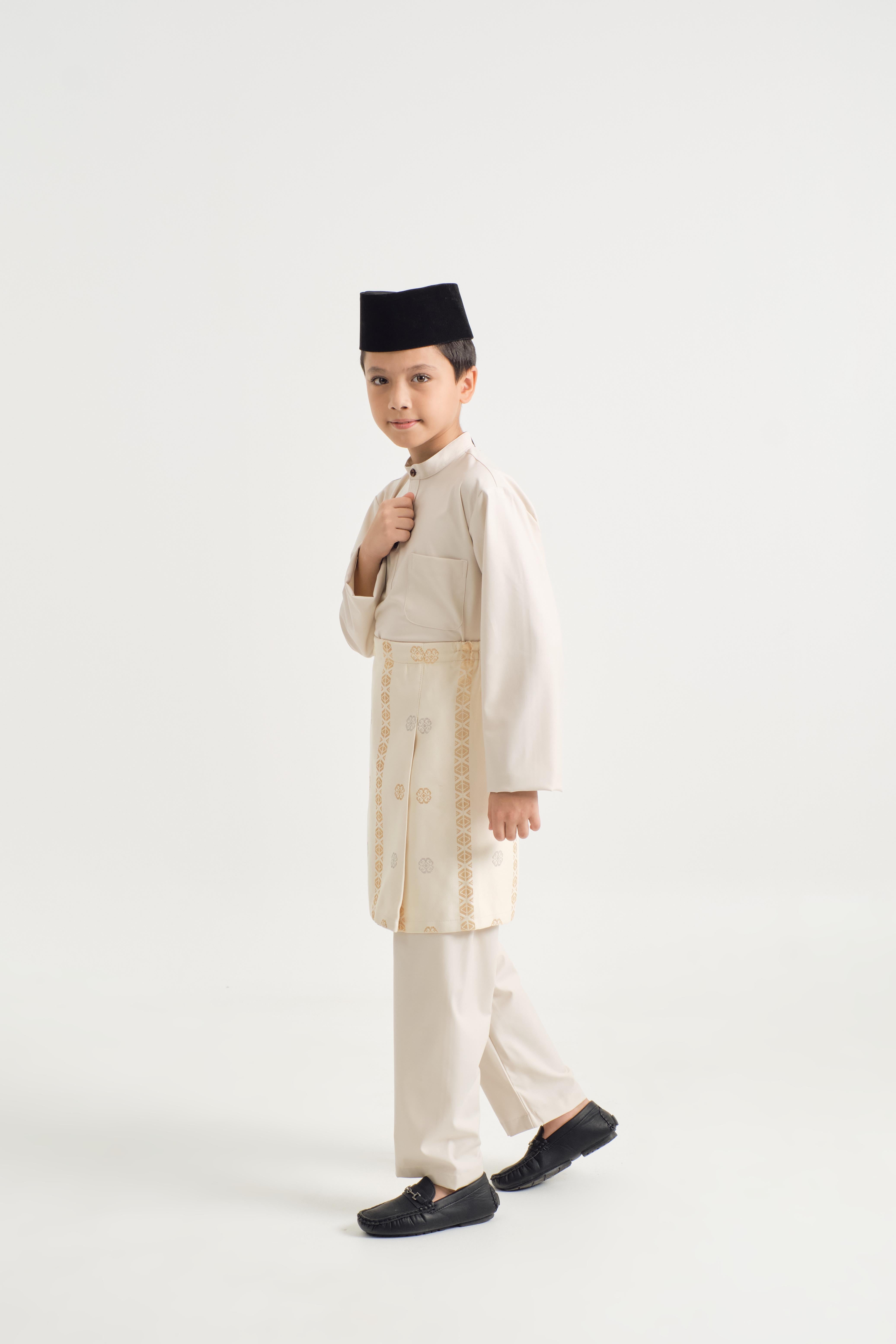 Patawali Boys Baju Melayu Cekak Musang - Ecru Beige