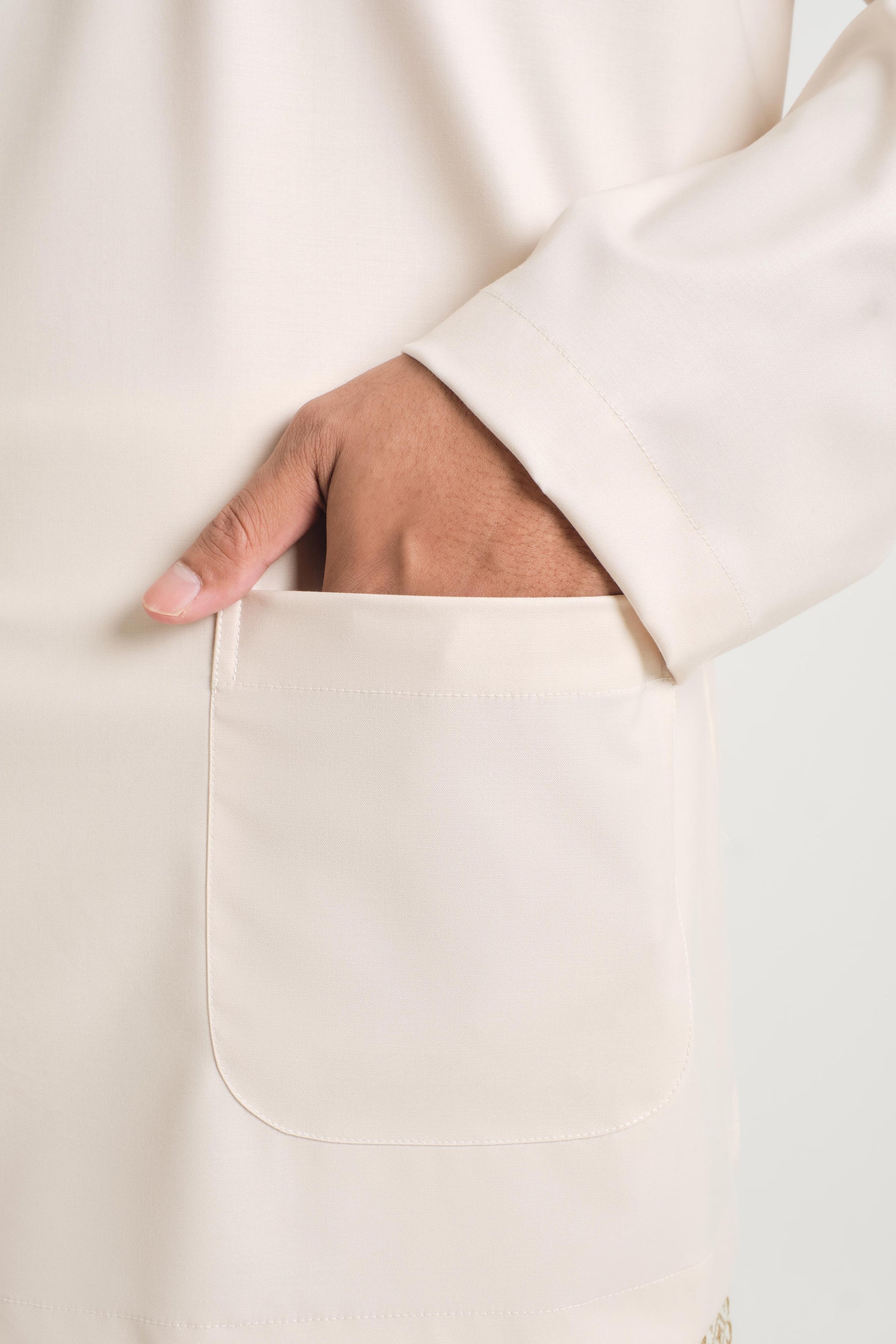 Patawali Classic Fit Baju Melayu Teluk Belanga - Ecru Beige